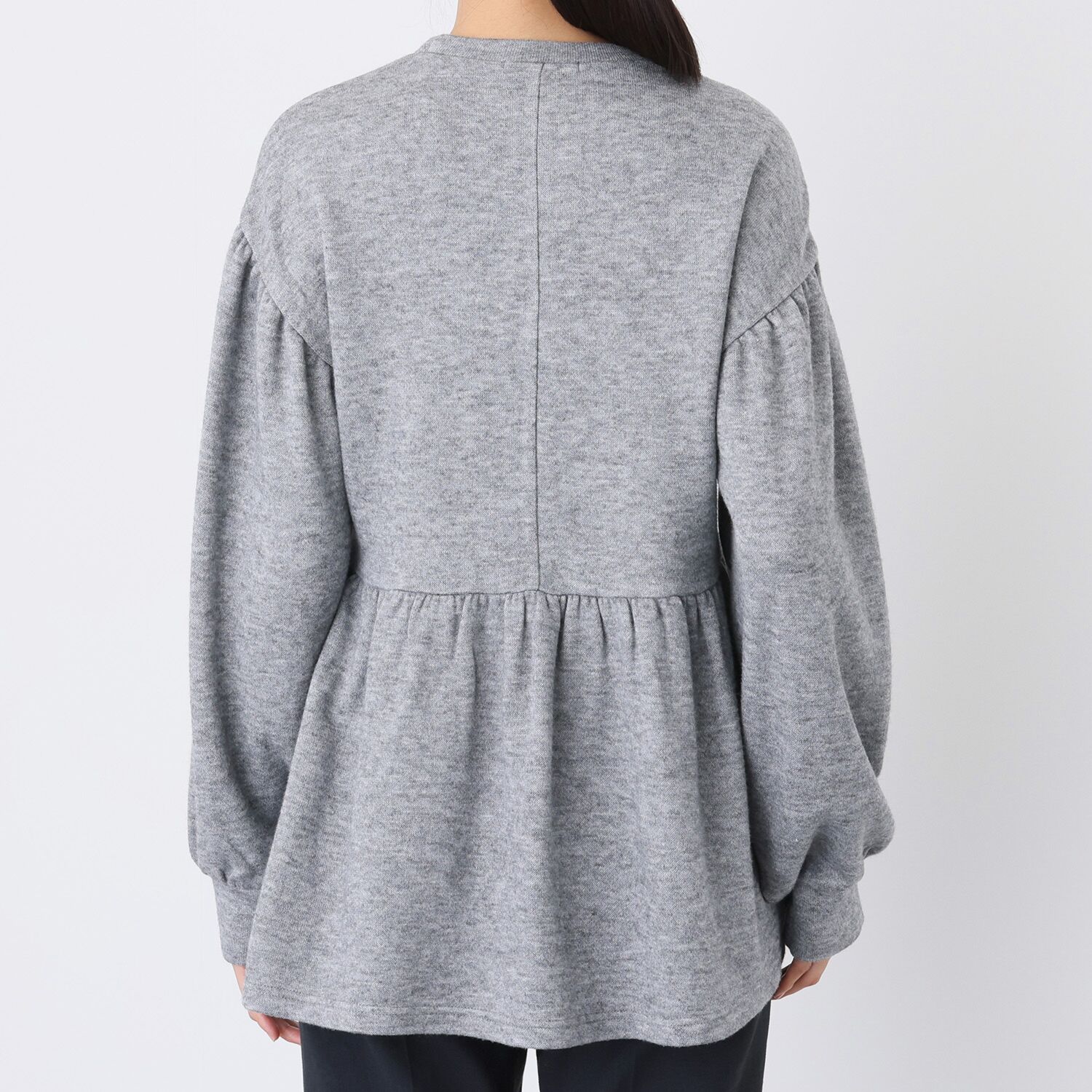 シルバーミントシュガー まるでニットなカットソー バルーンスリーブ＆ フレアーペプラム ゆったりチュニック