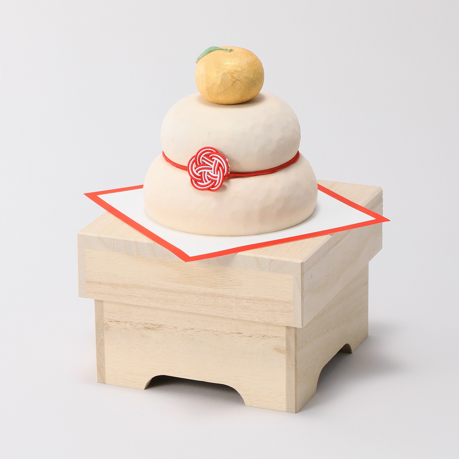 たまふり屋 宝来宝来神社御祈祷 金運祈願の永世木彫り鏡餅 ＜小＞