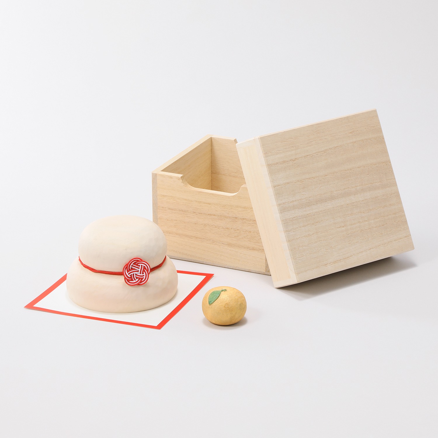 たまふり屋 宝来宝来神社御祈祷 金運祈願の永世木彫り鏡餅 ＜小＞