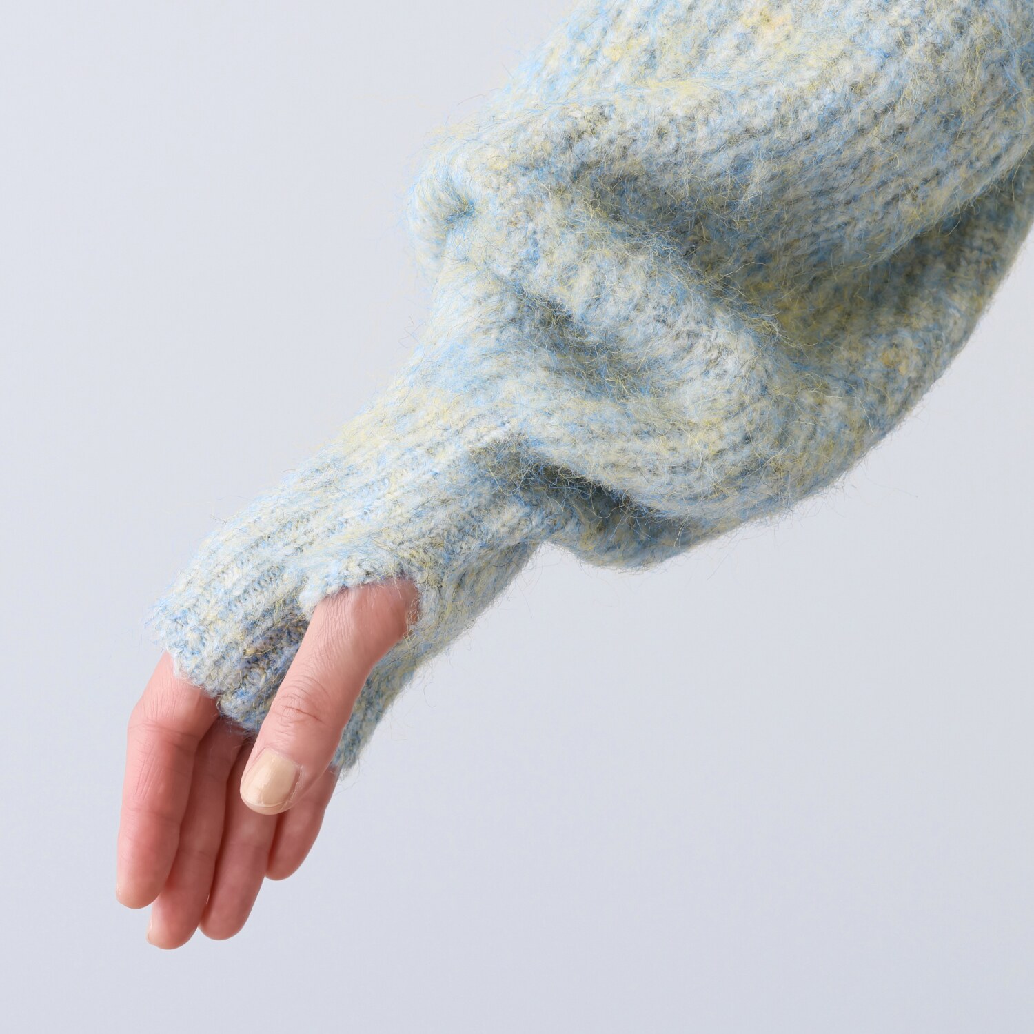 ボン・サンス ミックス糸 アームウォーマー風 ハイネックプルオーバー