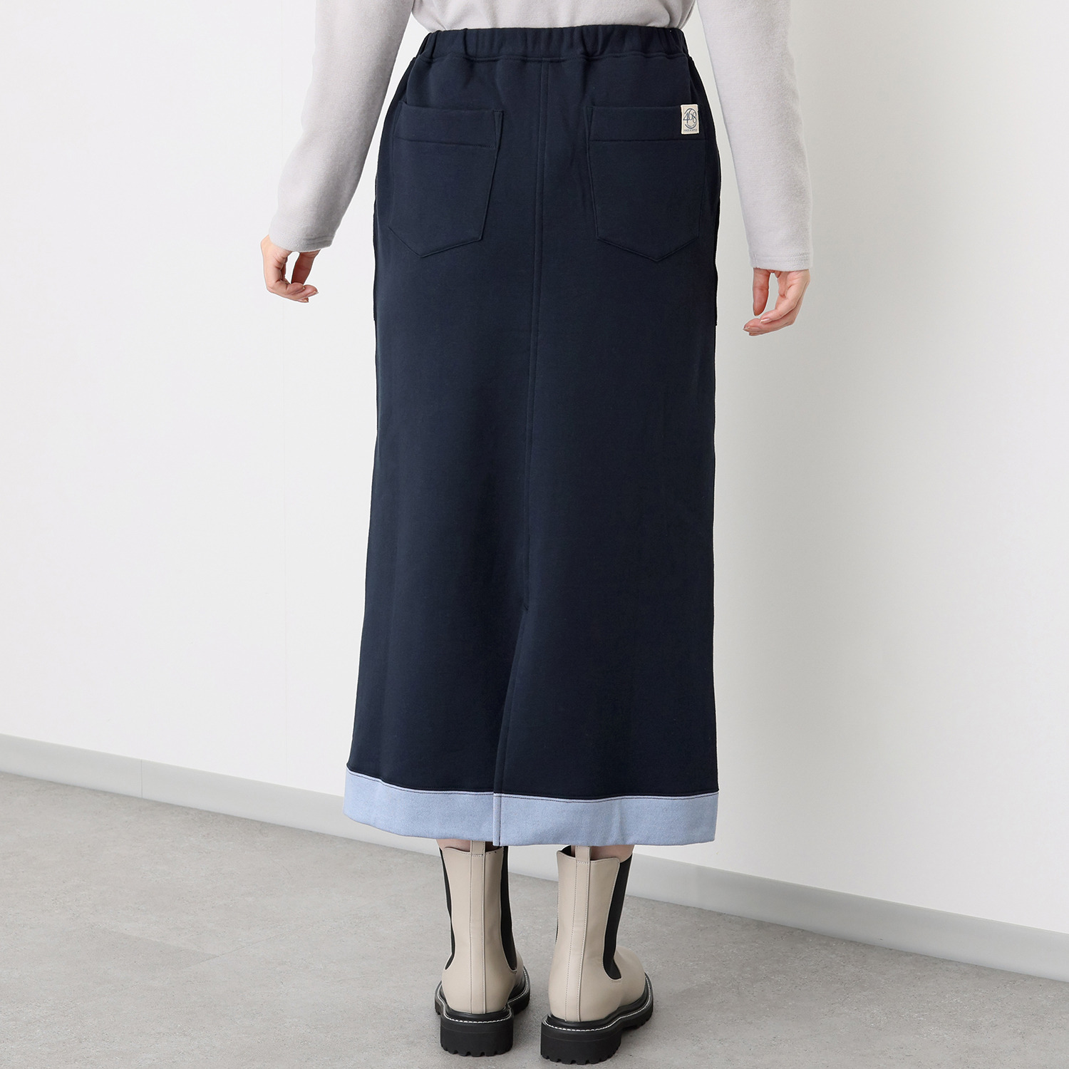 シロヤイチガントウキョウ “ベビーコットン”使用 裏毛起毛 セミタイトロングスカート