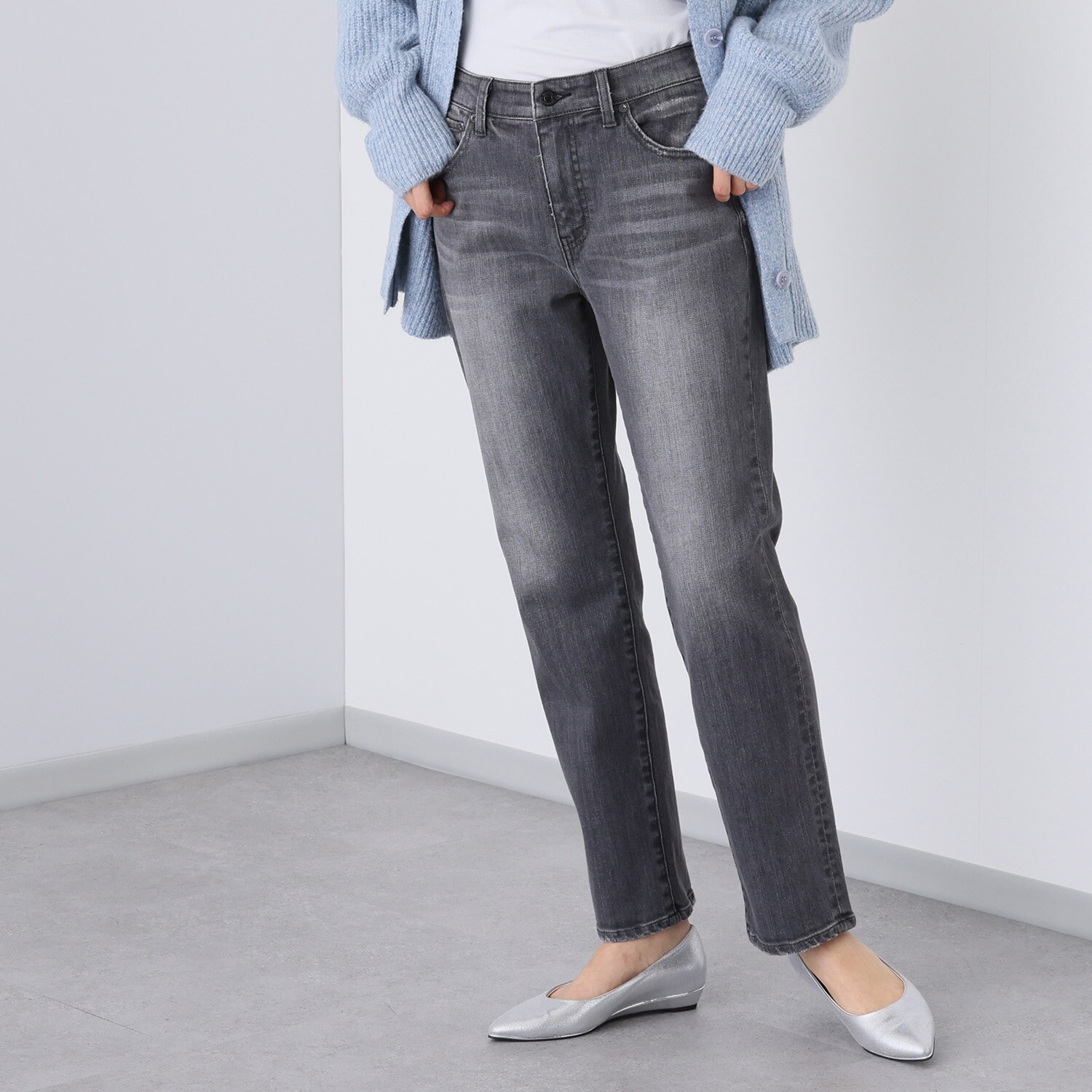 シュガーデプト プレミアムストレッチ ボーイフレンド モノトーンデニムパンツ