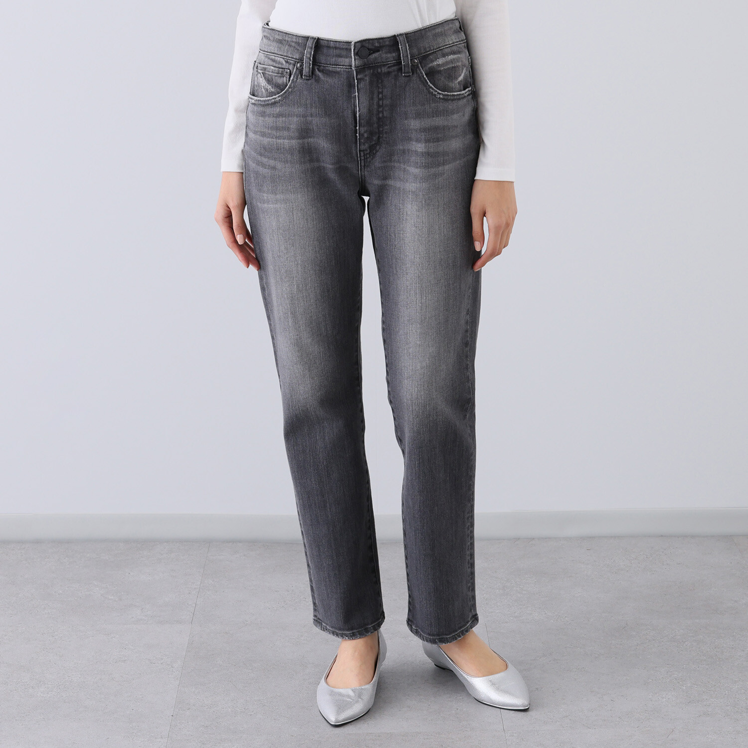 シュガーデプト プレミアムストレッチ ボーイフレンド モノトーンデニムパンツ