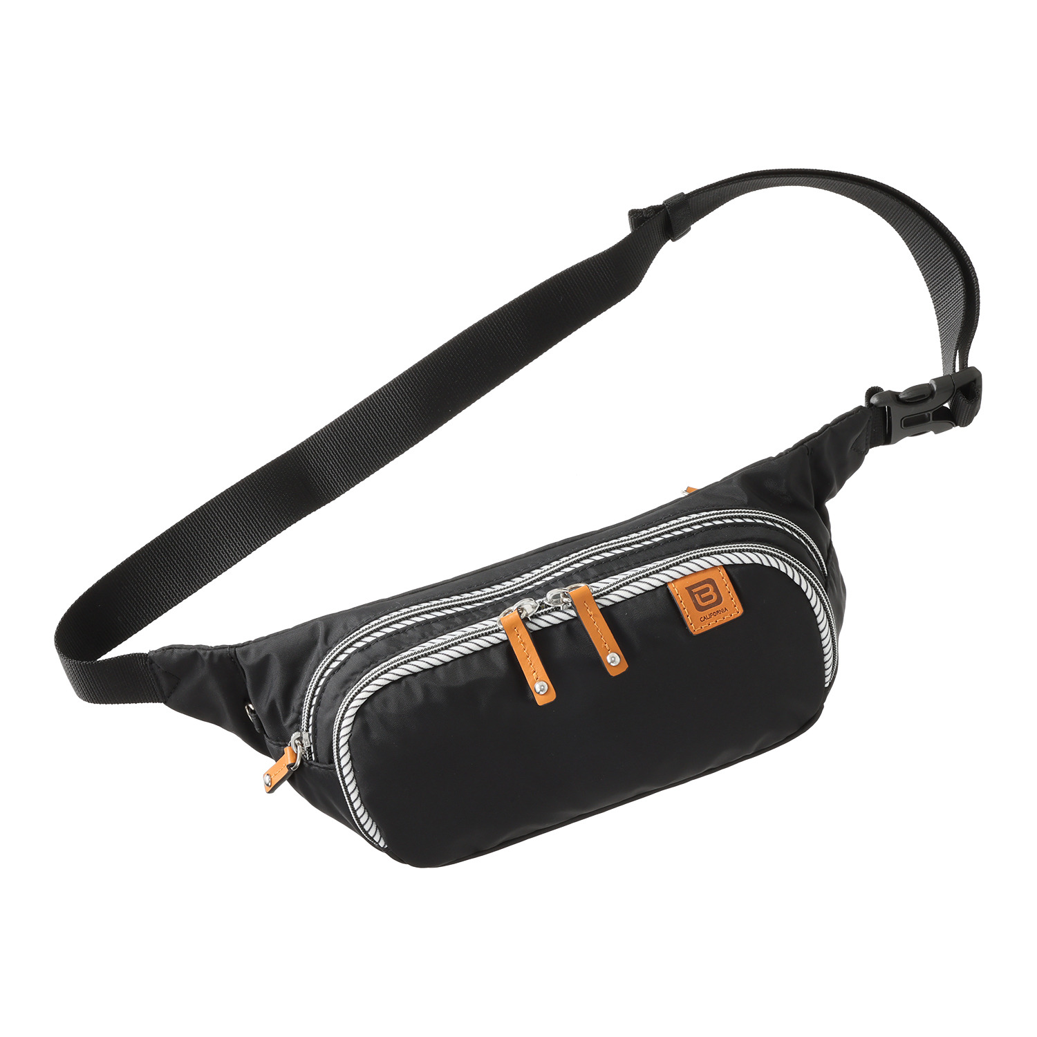 ビサイユ はっ水 レザーアクセント ウエストボディーバッグ