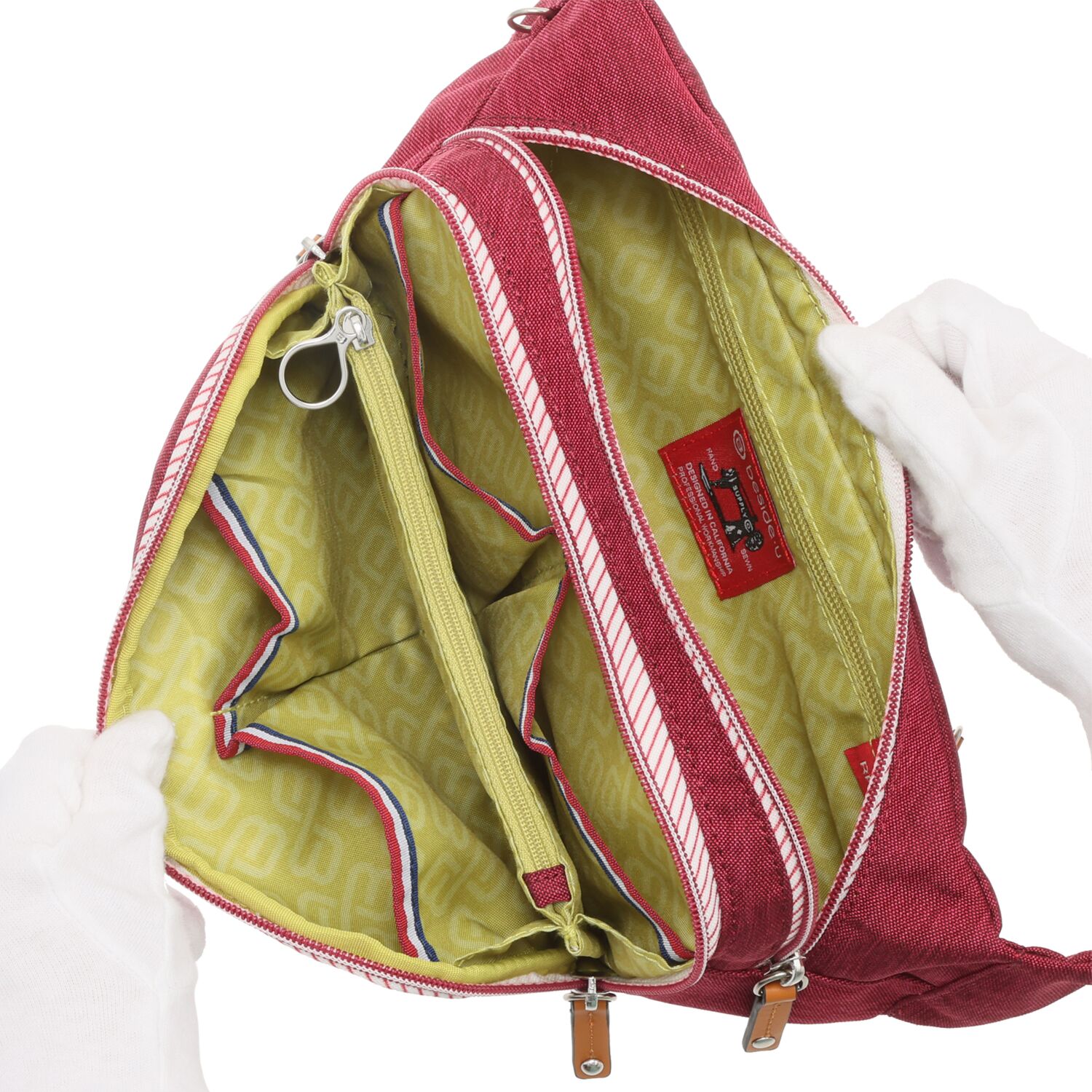 ビサイユ はっ水 レザーアクセント ウエストボディーバッグ