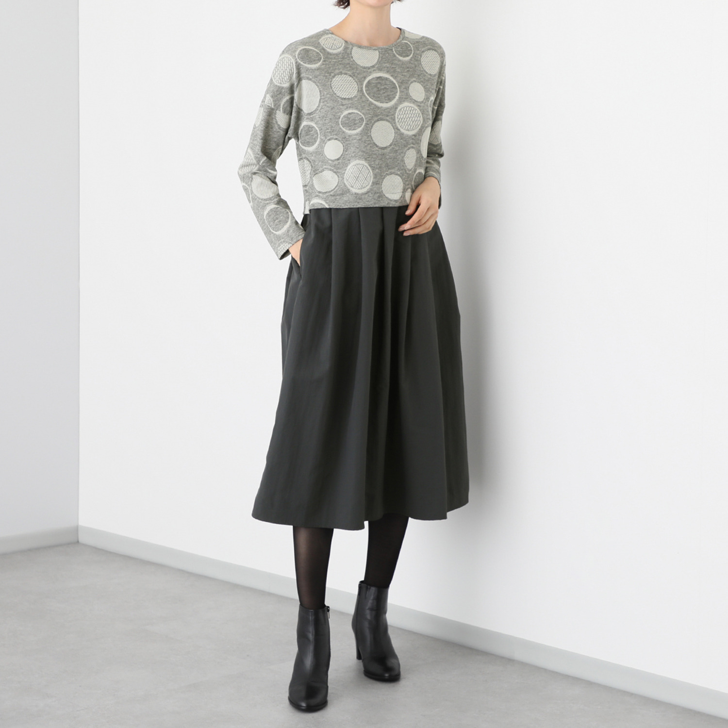 ダジュール 異素材ドッキング ワンピース