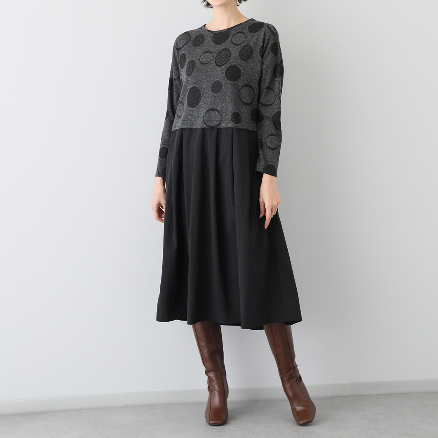 ダジュール 異素材ドッキング ワンピース