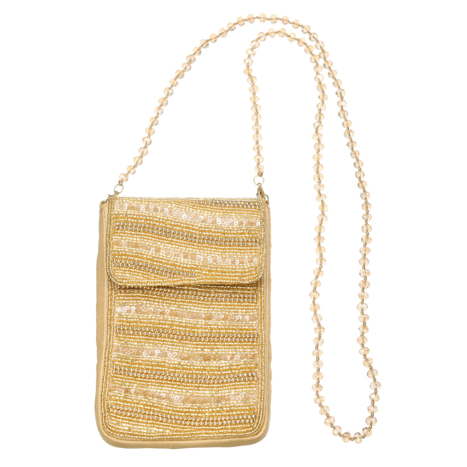 マダムヒロコ ビーズ＆ビジュウ刺しゅう ２ウェイ ジュエルストラップ スマホポーチ “ジュエルポッケ”