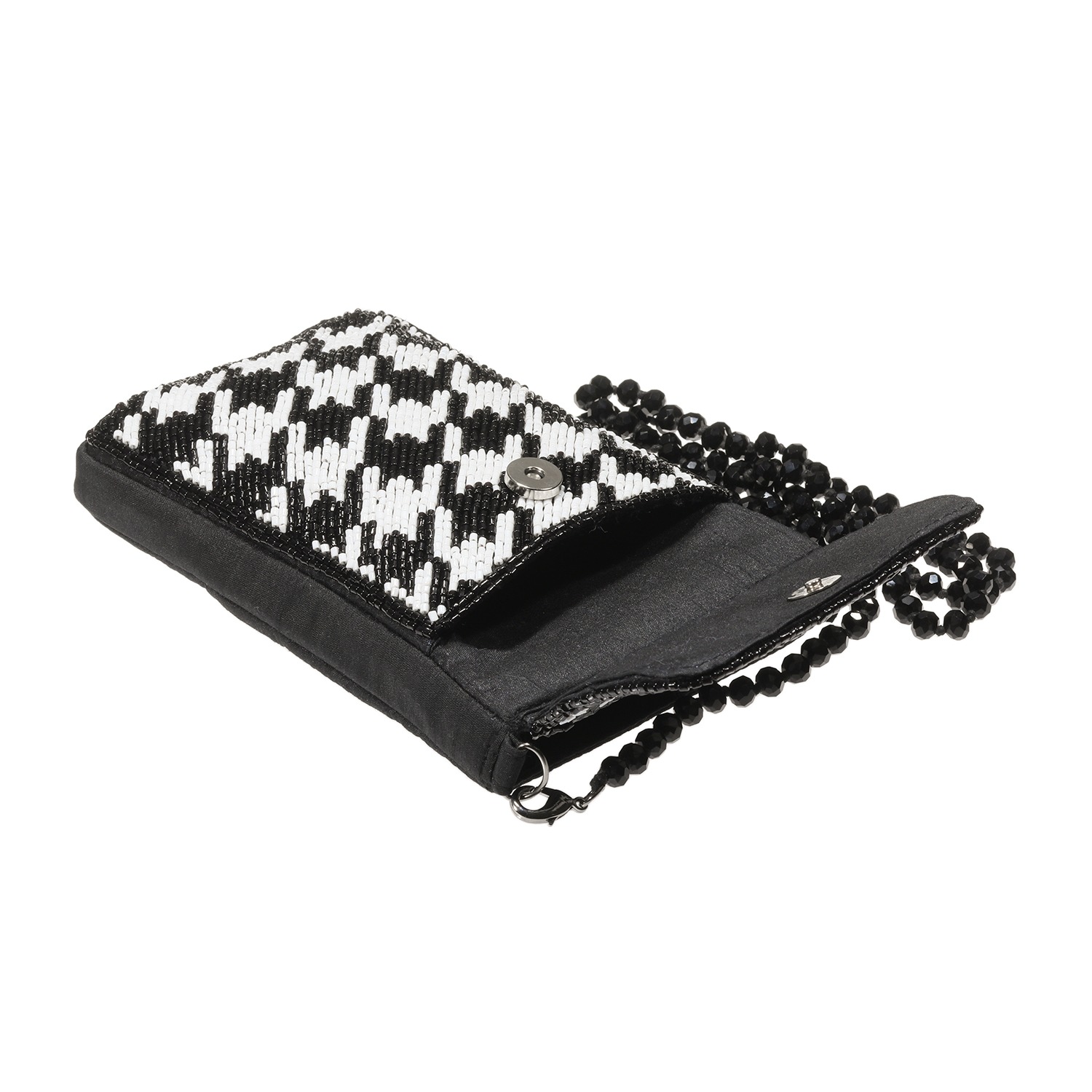 マダムヒロコ ビーズ＆ビジュウ刺しゅう ２ウェイ ジュエルストラップ スマホポーチ “ジュエルポッケ”