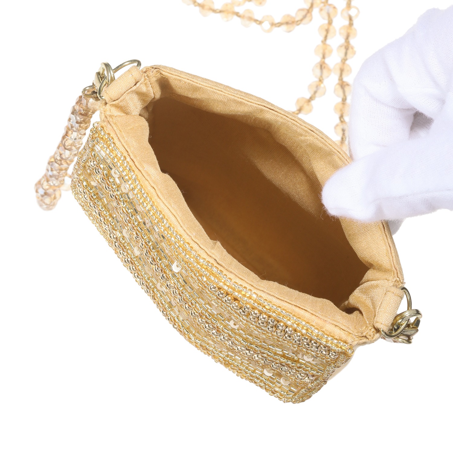 マダムヒロコ ビーズ＆ビジュウ刺しゅう ２ウェイ ジュエルストラップ スマホポーチ “ジュエルポッケ”