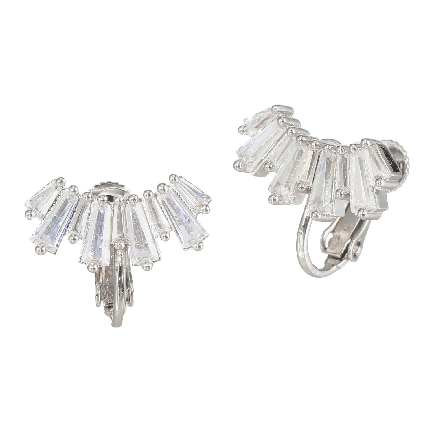 マダムヒロコ テーパードバゲットカット ＣＺ カーブデザイン イヤリング／ピアス “ジュエルアイラッシュ”