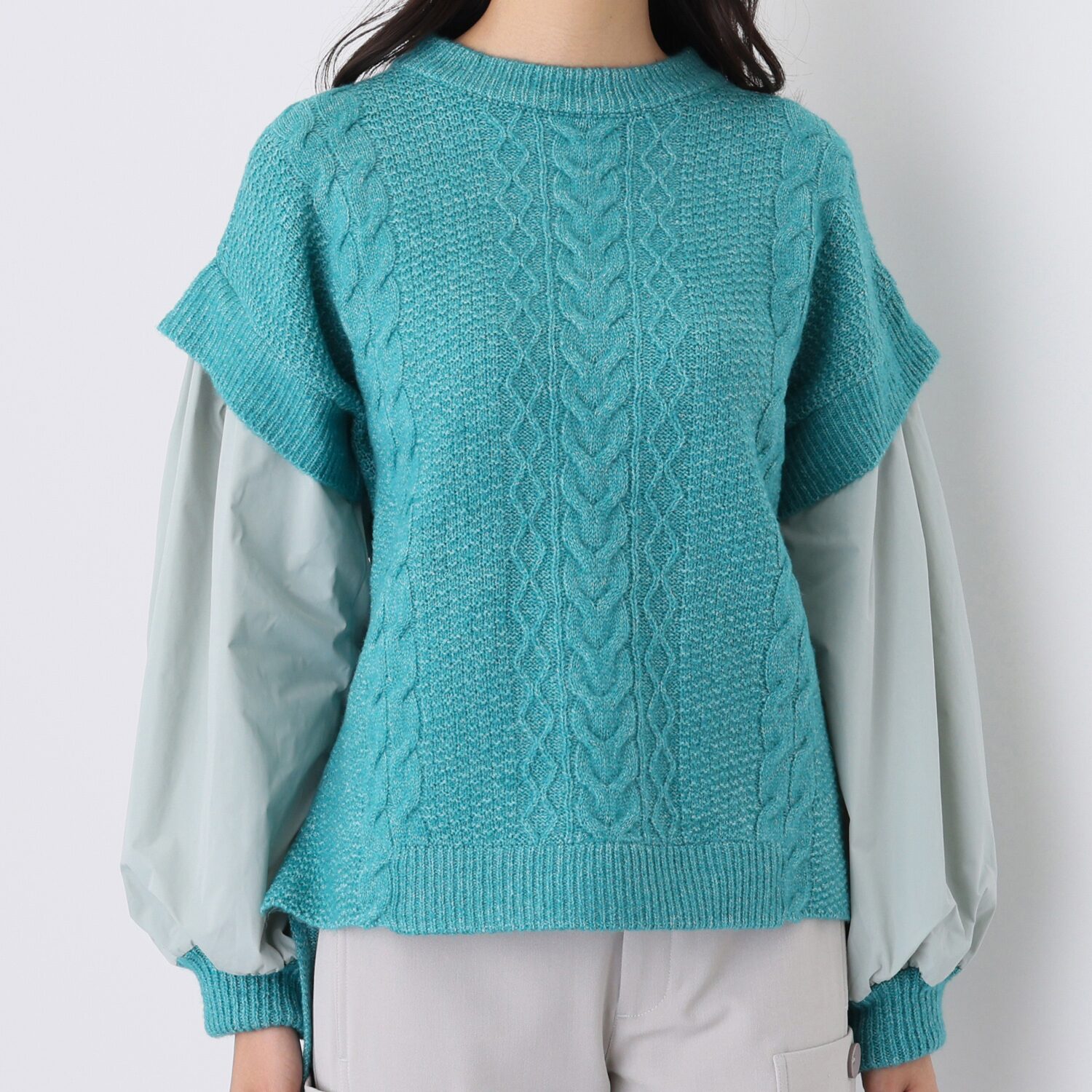 エムズ　スタイル しっとりふわふわニット 異素材切替 プルオーバー