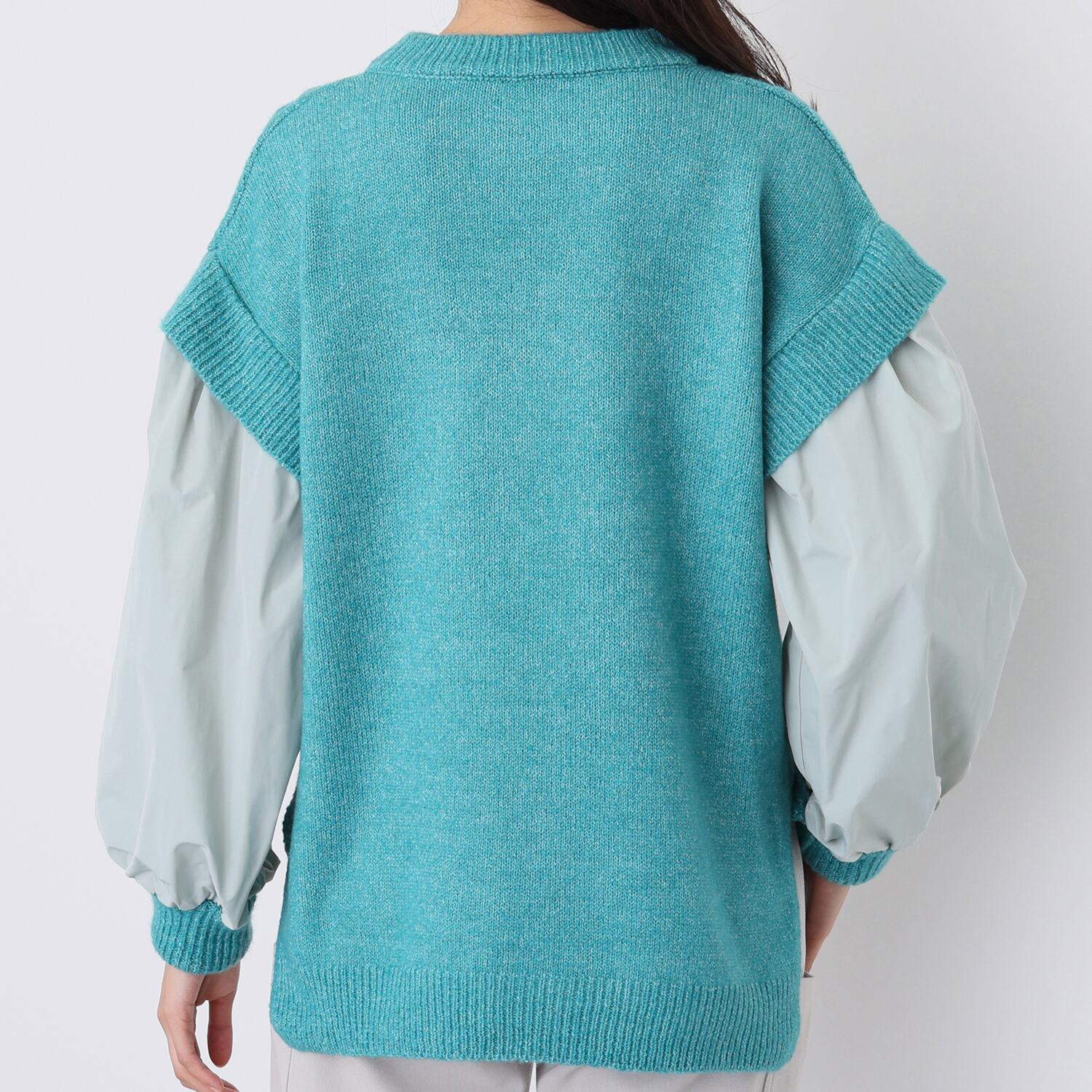 エムズ　スタイル しっとりふわふわニット 異素材切替 プルオーバー