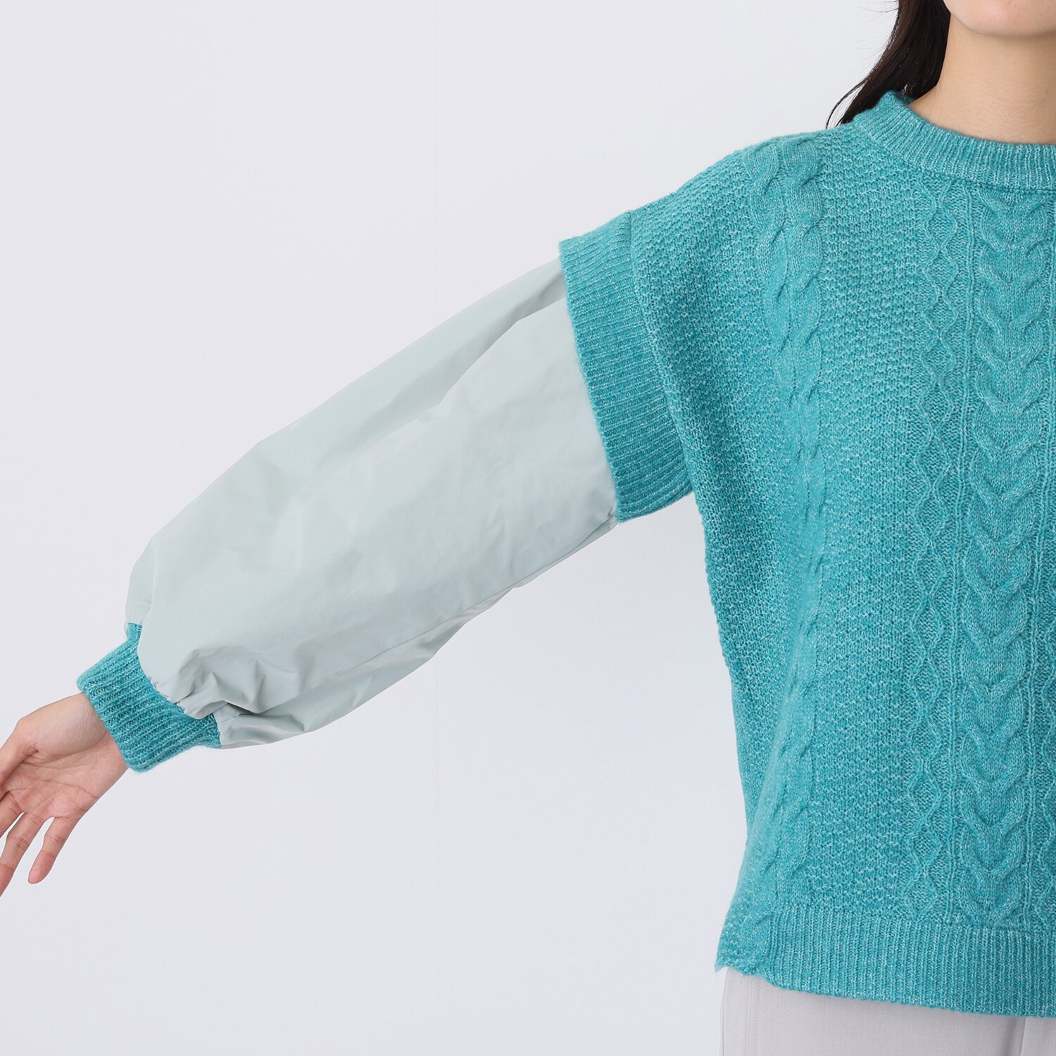エムズ　スタイル しっとりふわふわニット 異素材切替 プルオーバー