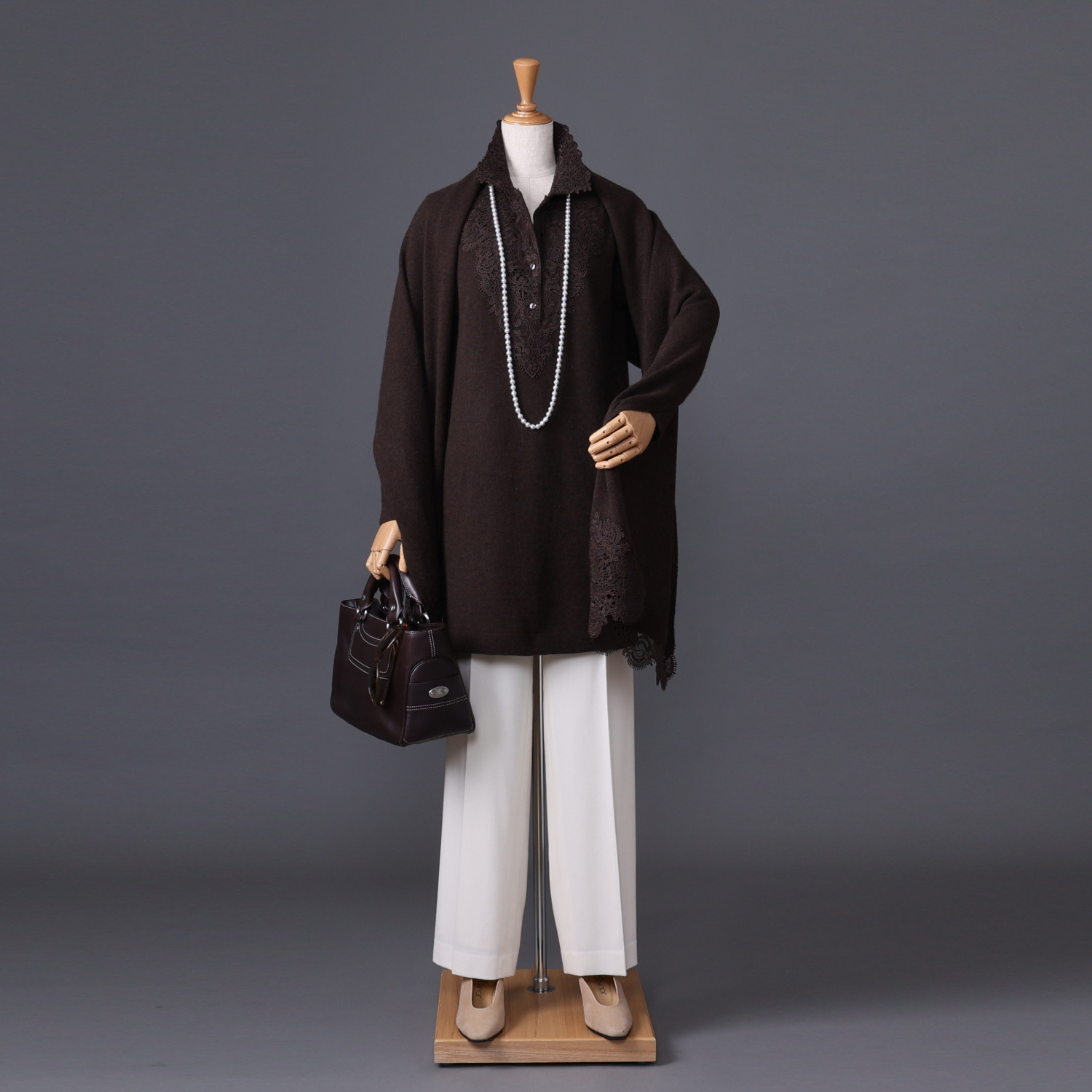 ネイチャーズ 無染色ヤク レース使い ロングチュニック