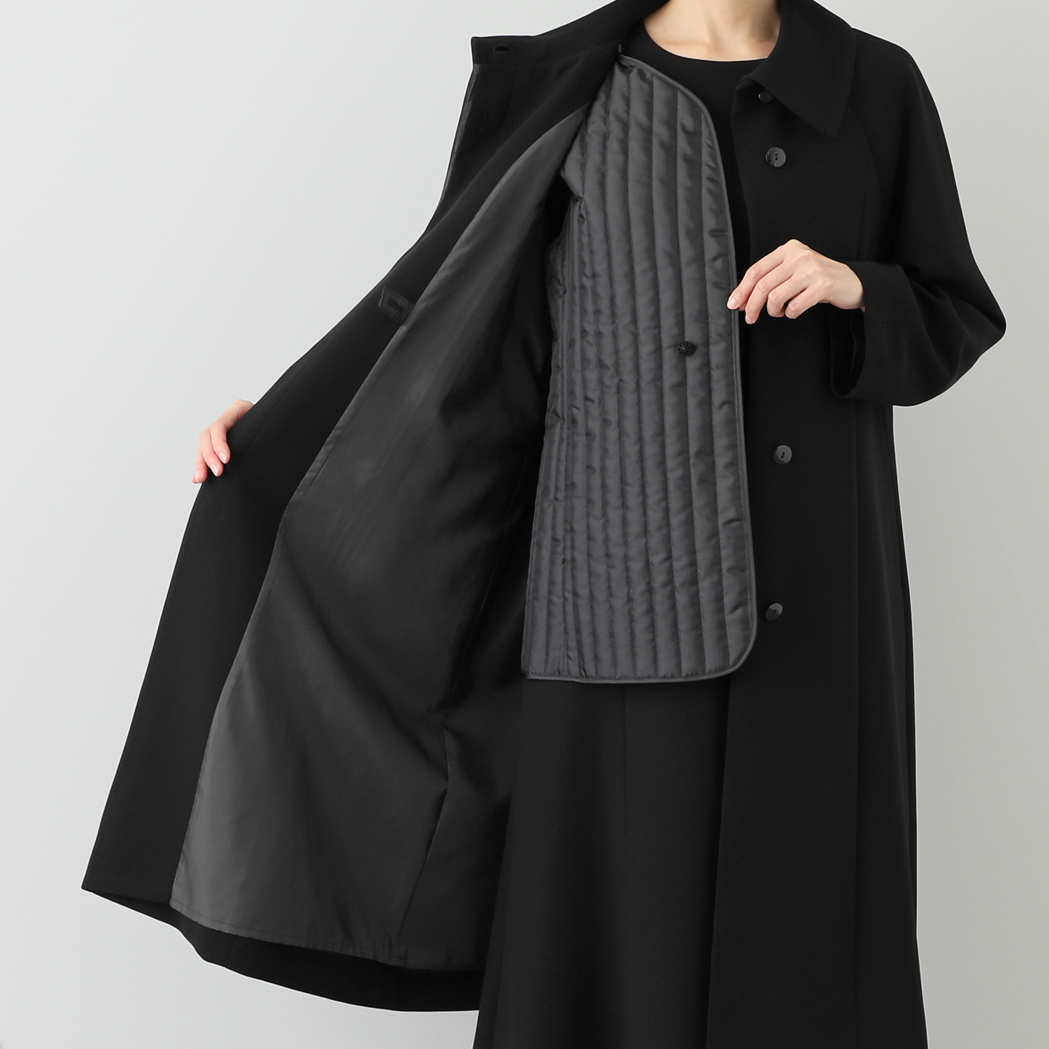 ニュイ ブラックフォーマル 洗濯機で洗える ライナー付 着回しコート