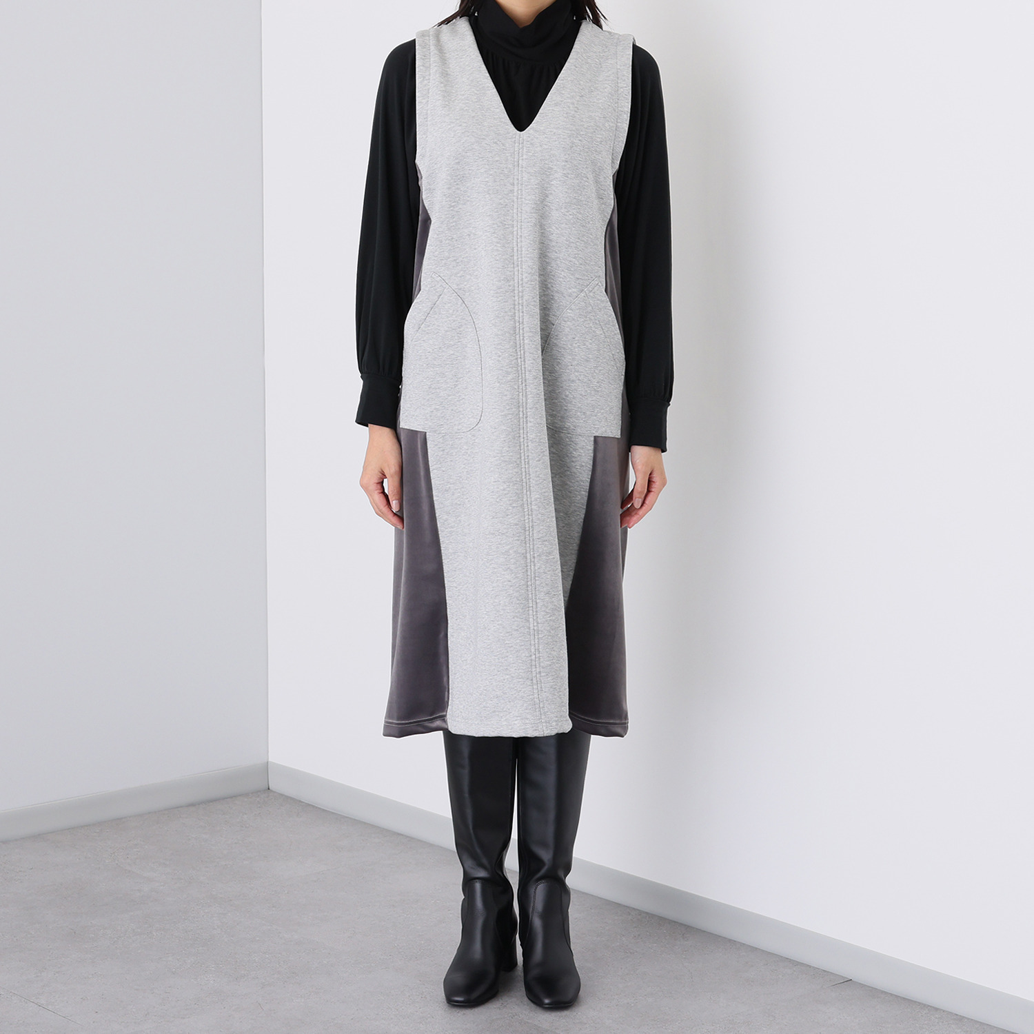 アンリック　オー　ブルー 超軽量裏起毛 ジャンパースカート