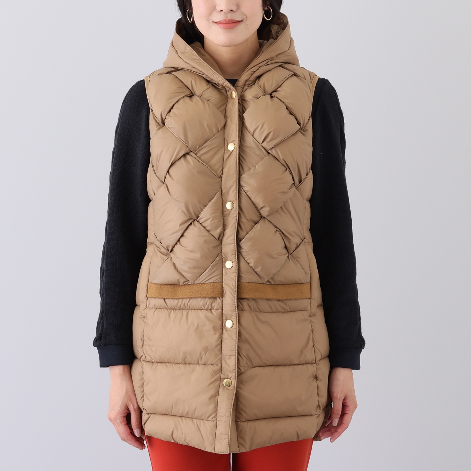 アンリック　オー　ブルー ファイバーダウン クロスレイヤード ロングベスト