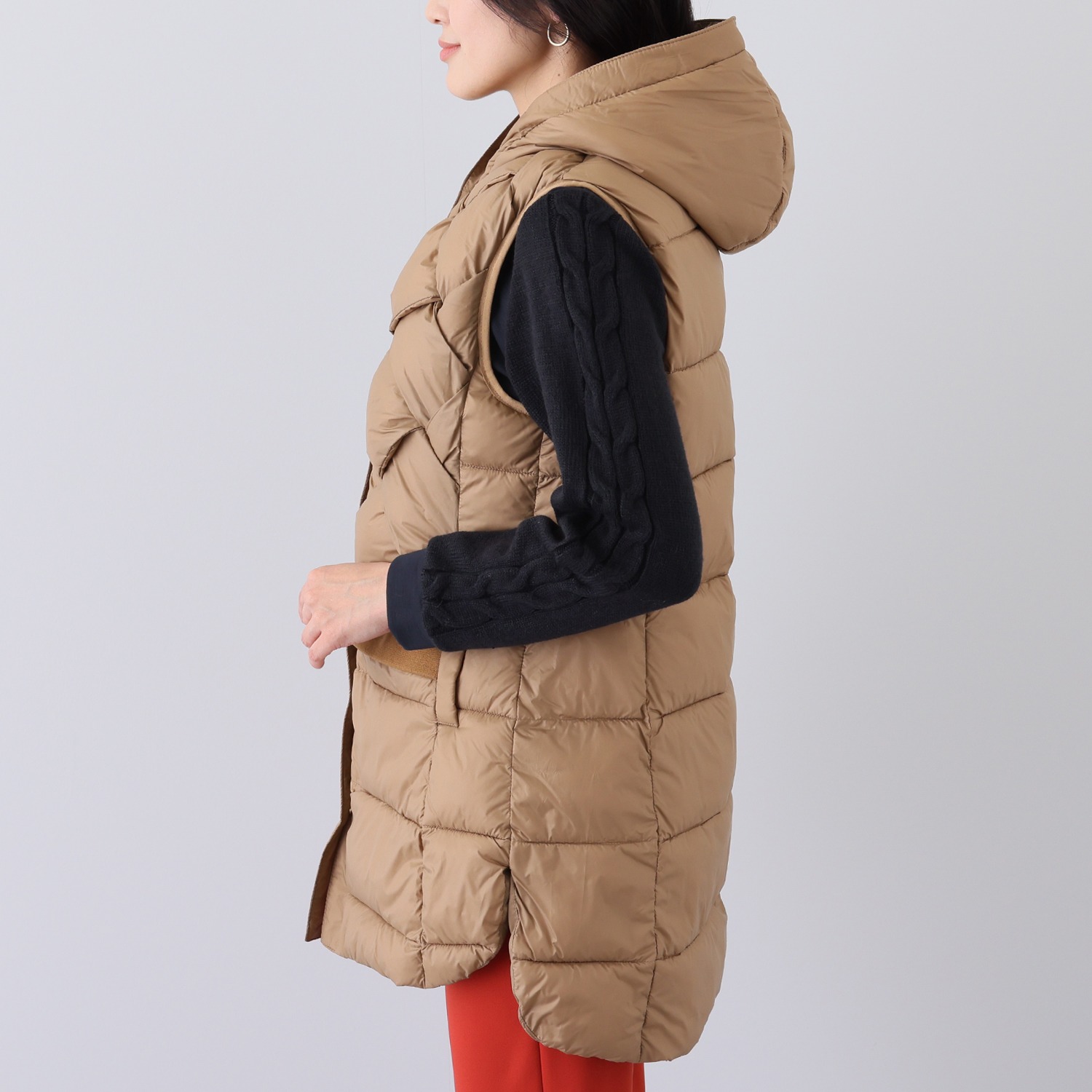 アンリック　オー　ブルー ファイバーダウン クロスレイヤード ロングベスト