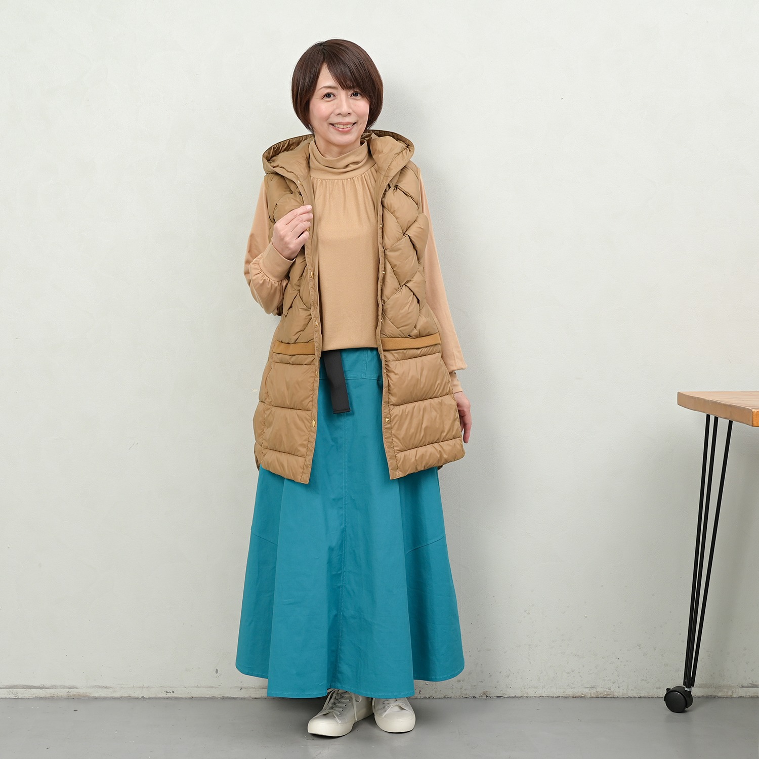 アンリック　オー　ブルー ファイバーダウン クロスレイヤード ロングベスト