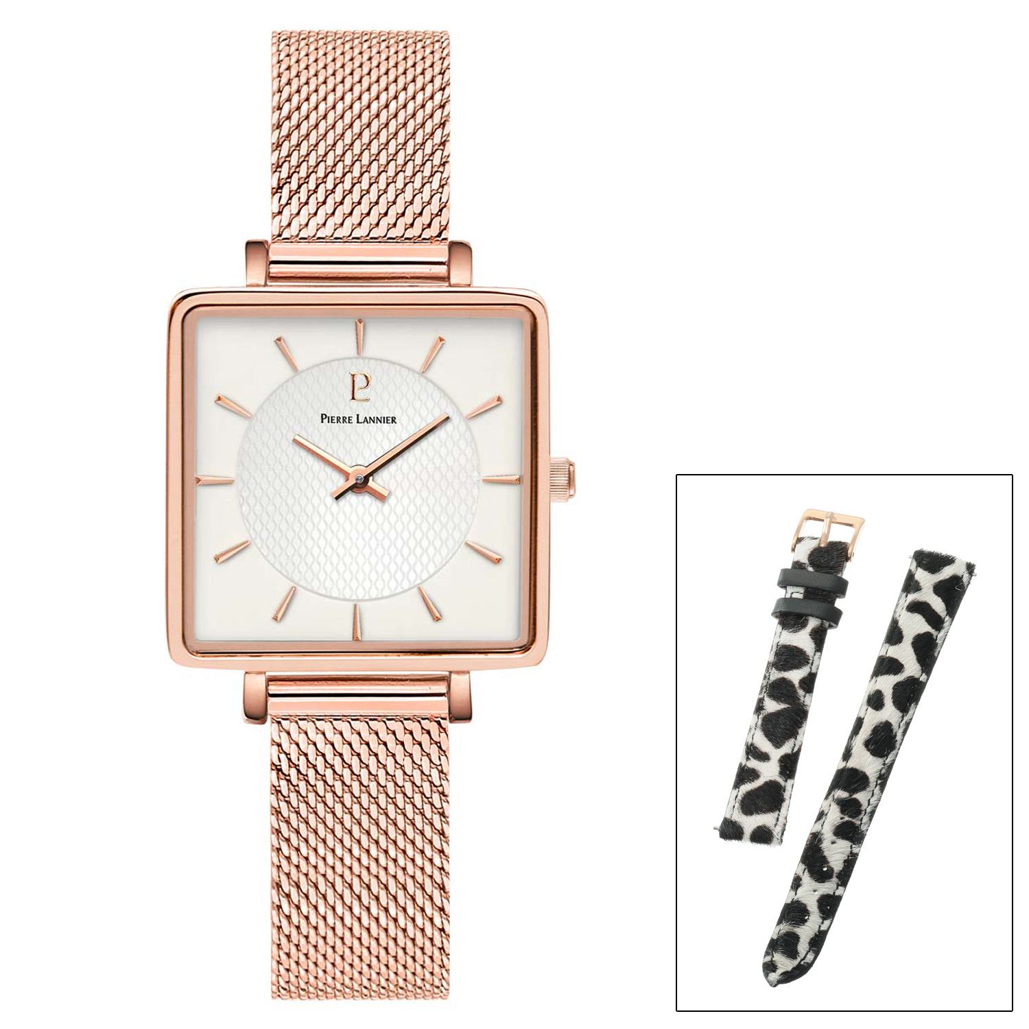 ピエール・ラニエ 着せ替えベルト付 スクエアフェイスウォッチ “レカレ”