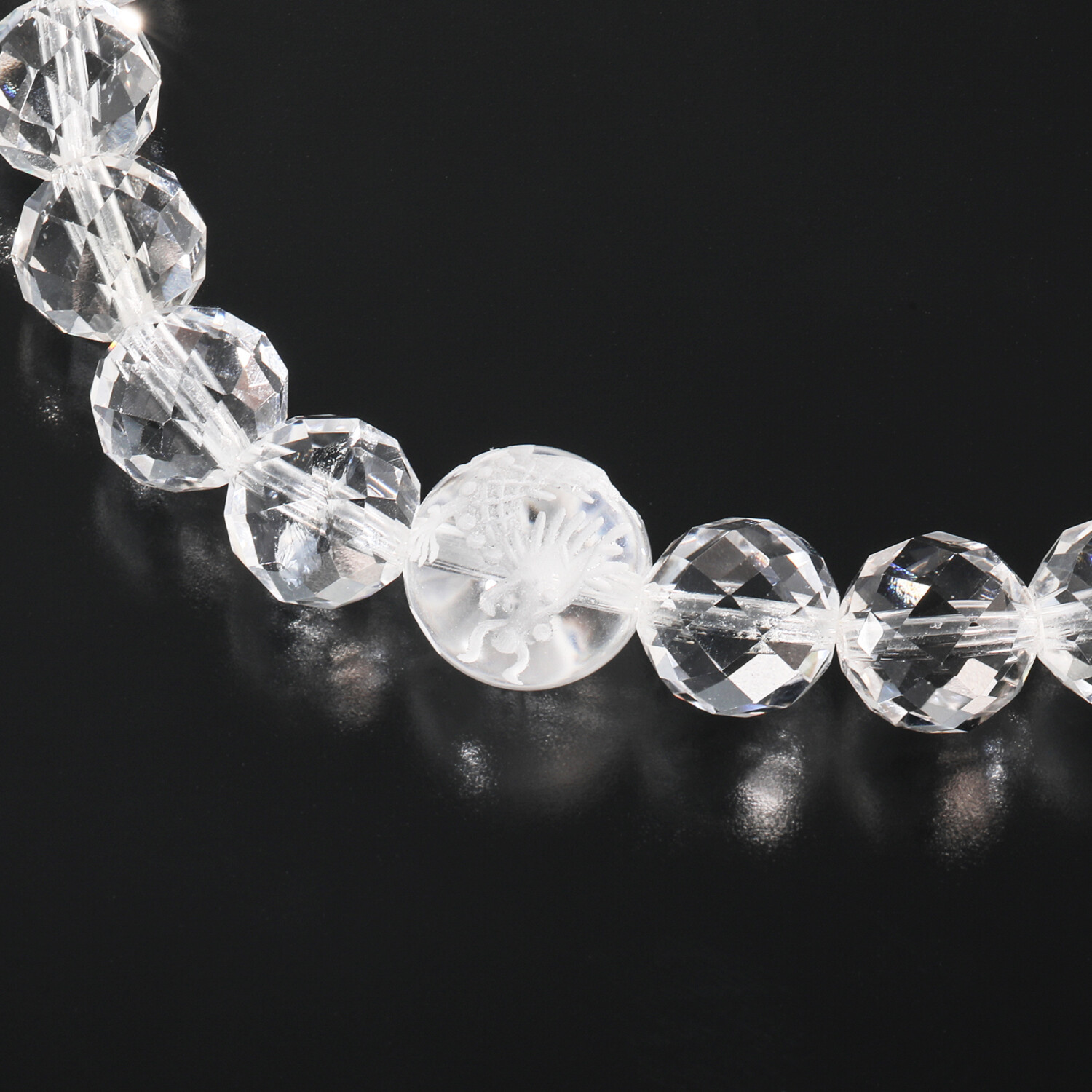 貴煌 天然水晶 干支彫刻 辰モティーフ イラスティック ブレスレット