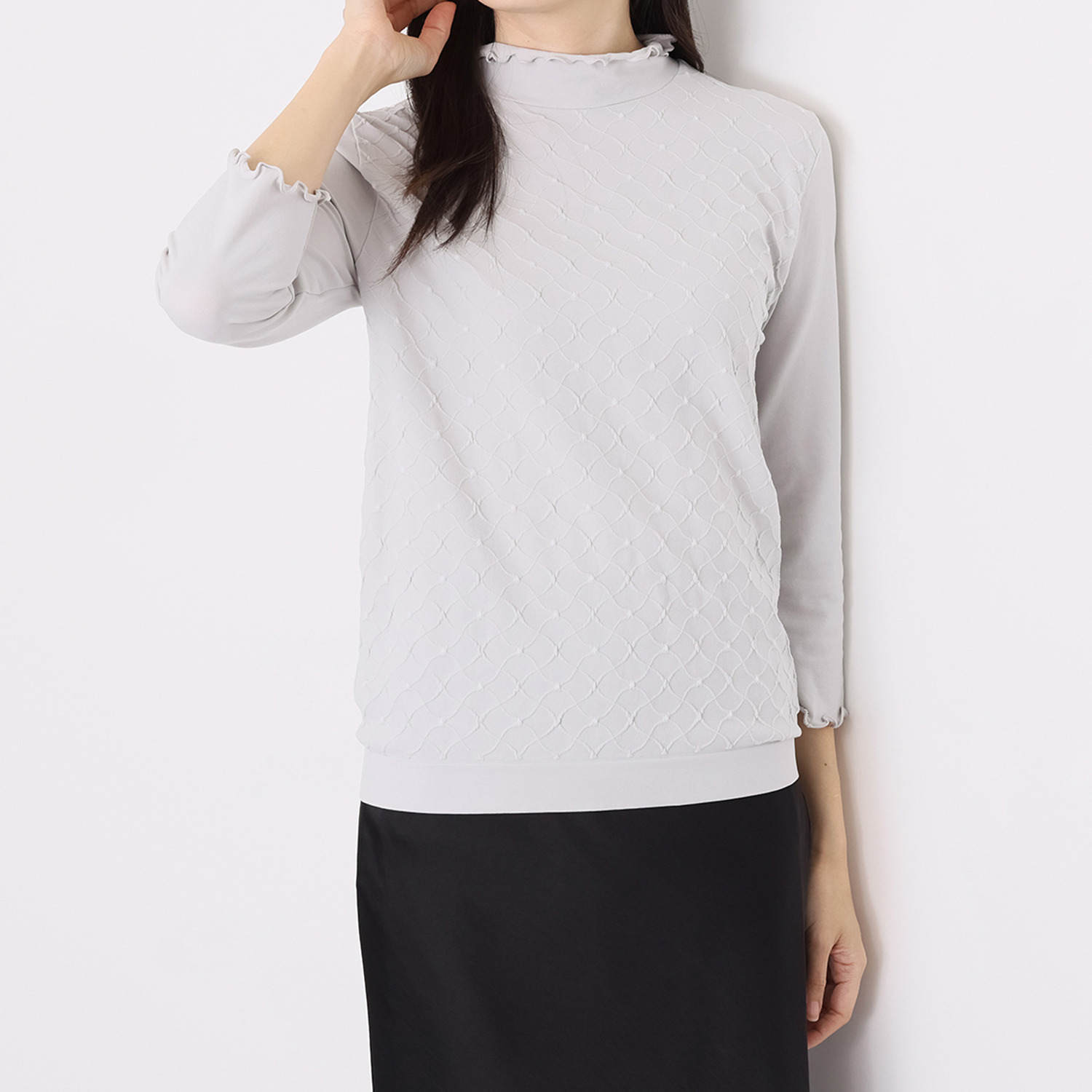 ドルチェ　ドンナ ＜イタリア製＞ スーパーストレッチ ドットジャガード ８分袖インナー