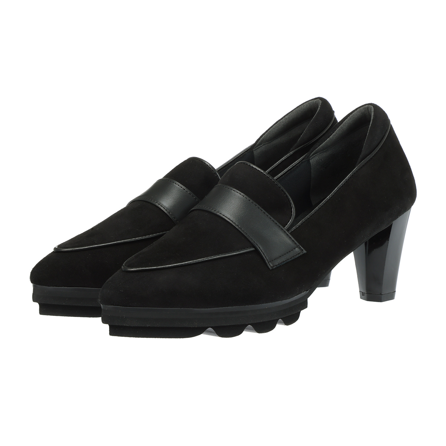 オセアニカ ＜日本製＞ シープレザー ポインテッドトゥ ミドルヒールローファー