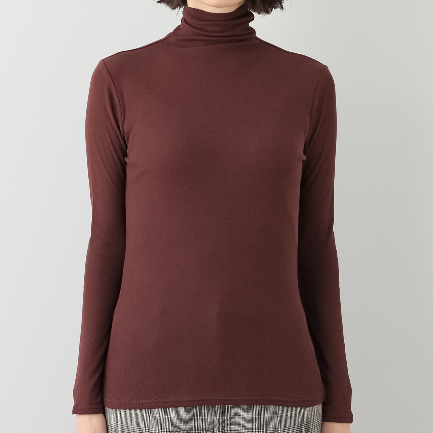 天使の綿シフォン ボトルネック 二重長袖プルオーバー