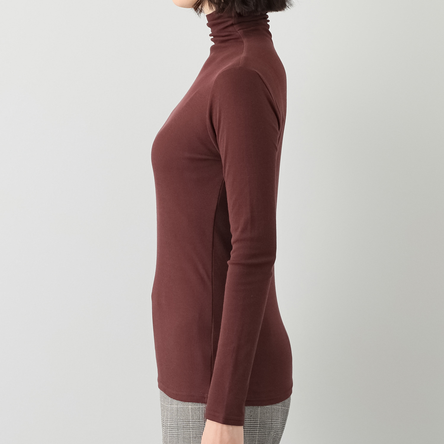 天使の綿シフォン ボトルネック 二重長袖プルオーバー