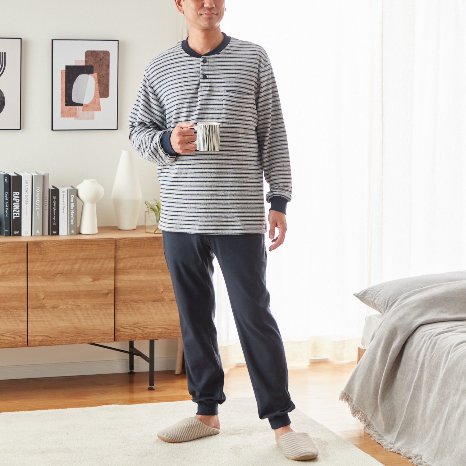 ＷＩＮＤ 接結天竺編 ハート×ボーダー柄 パジャマ ＜メンズ＞