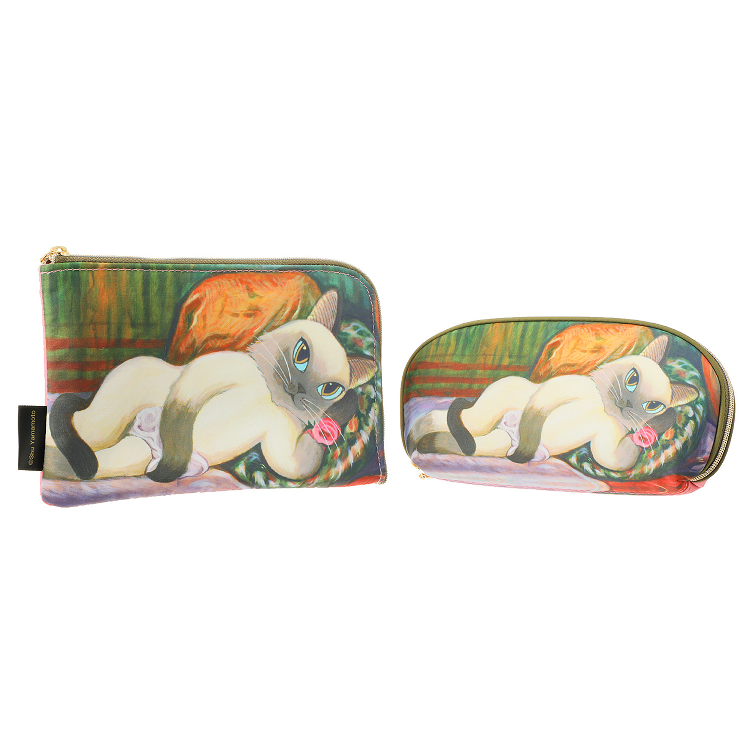 キャットアート メガネポーチ＆ Ｌ字ポーチ