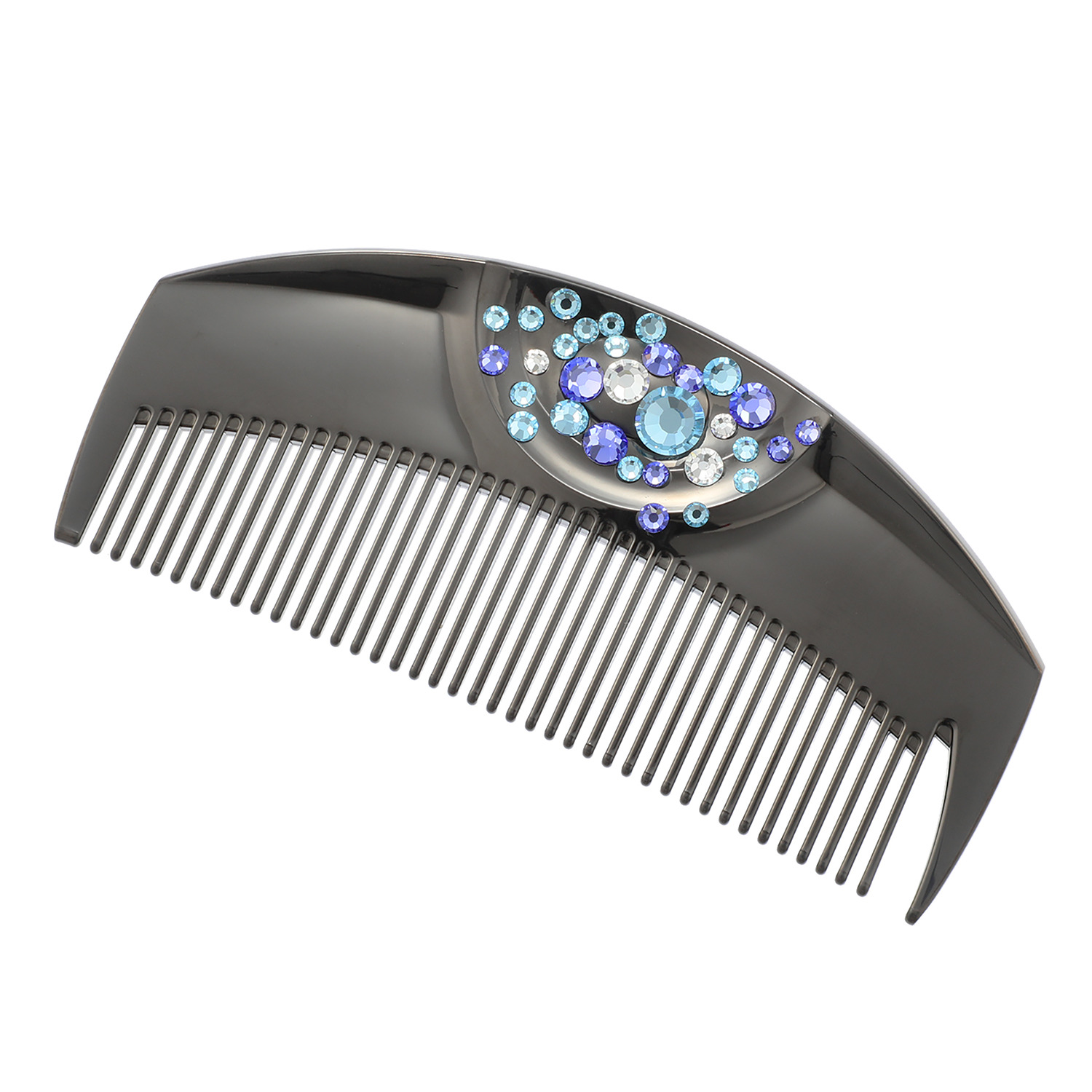 日本の先端技術と職人技 なめらかなくし通りの 艶やか美髪コーム ラブクロム プレシオサ　フラワー ツキ ＜ディープブラック＞