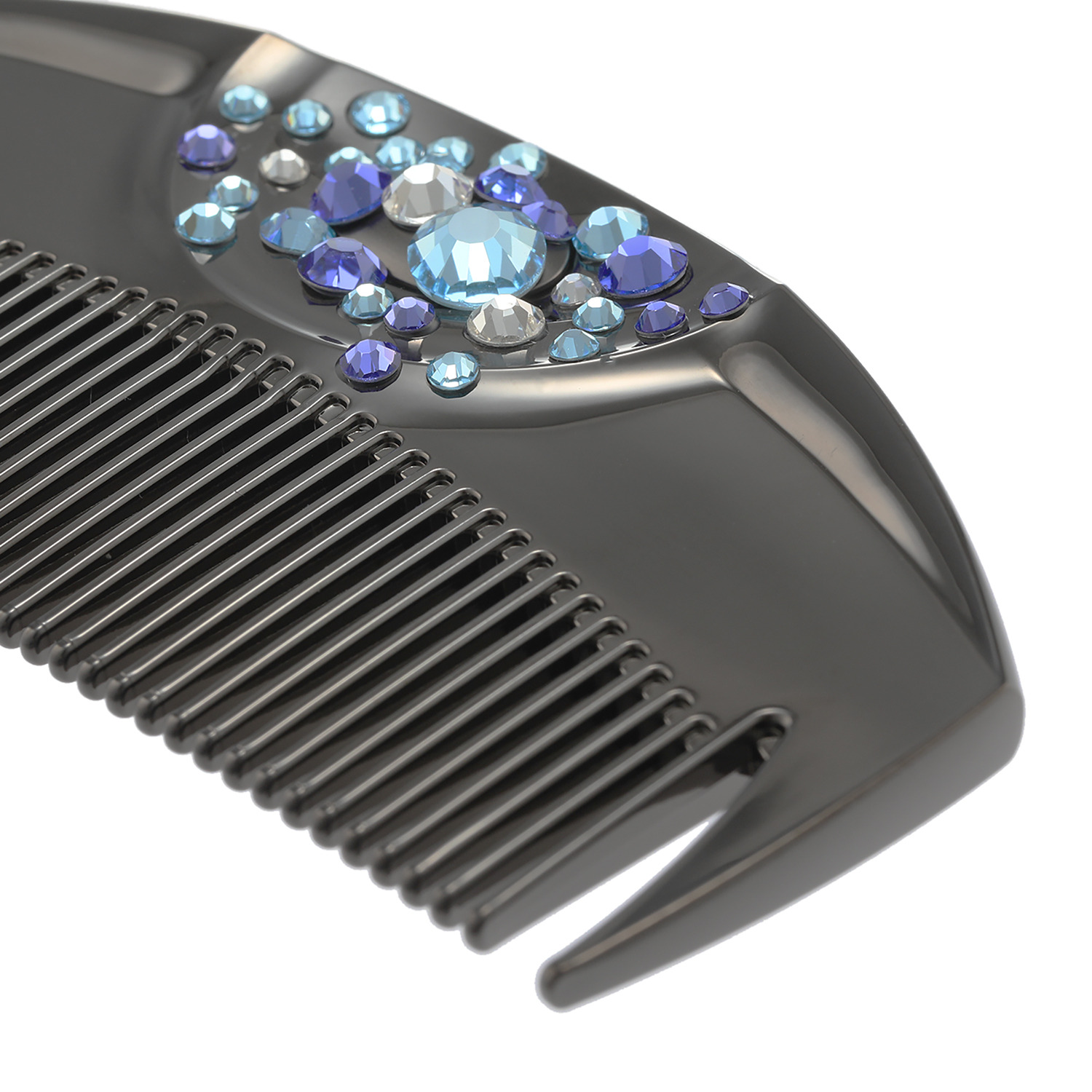 日本の先端技術と職人技 なめらかなくし通りの 艶やか美髪コーム ラブクロム プレシオサ　フラワー ツキ ＜ディープブラック＞