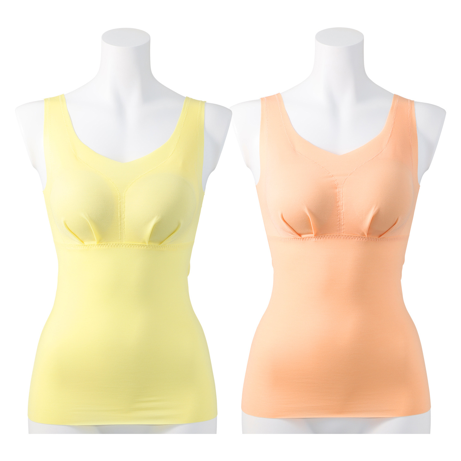 きれいになろう！ 抗菌防臭 日本製綿混素材 楽に美しバストメイク カップ付タンクトップ ２枚組