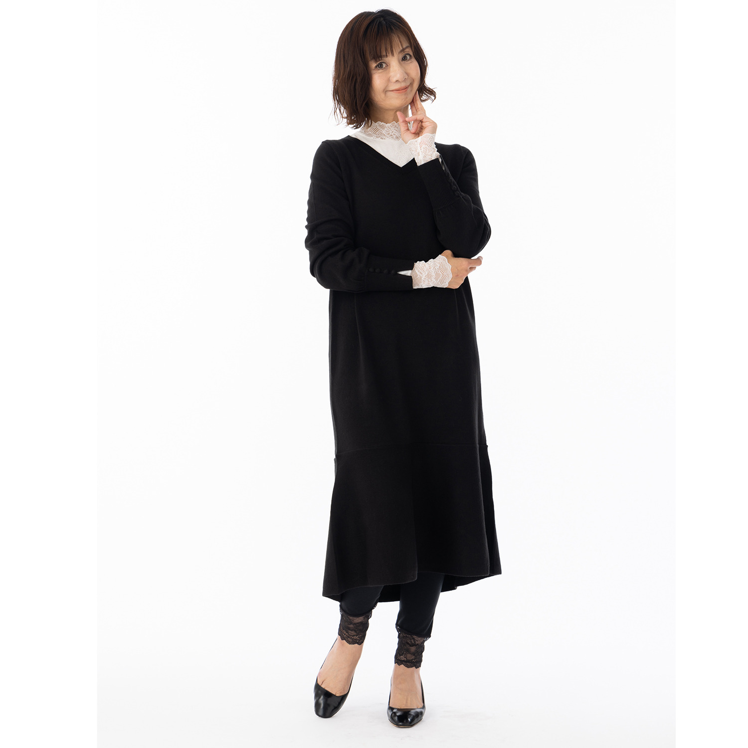 マリランテ 吸湿発熱・吸放湿 柔らかのびのび素材使用 タケダレースアクセント エレガントレギンス