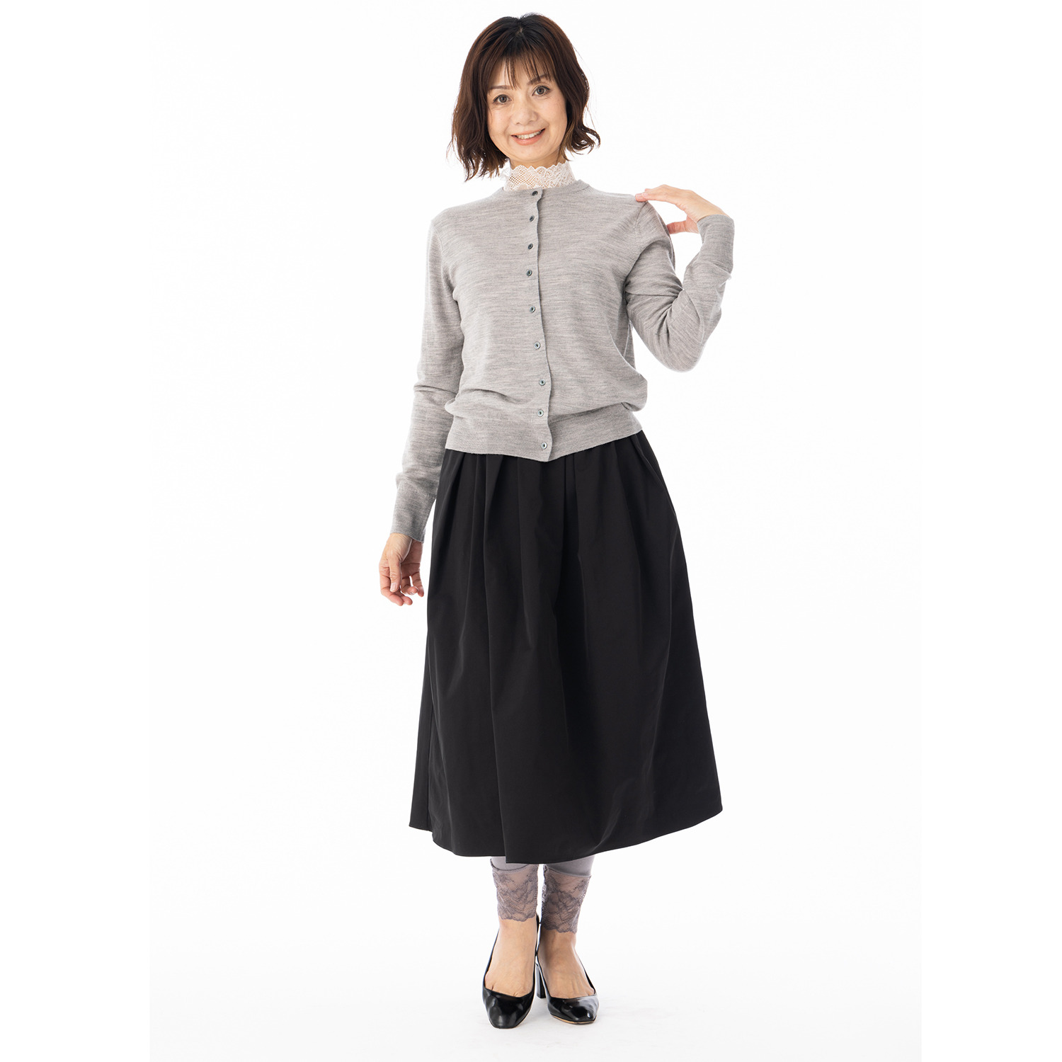 マリランテ 吸湿発熱・吸放湿 柔らかのびのび素材使用 タケダレースアクセント エレガントレギンス