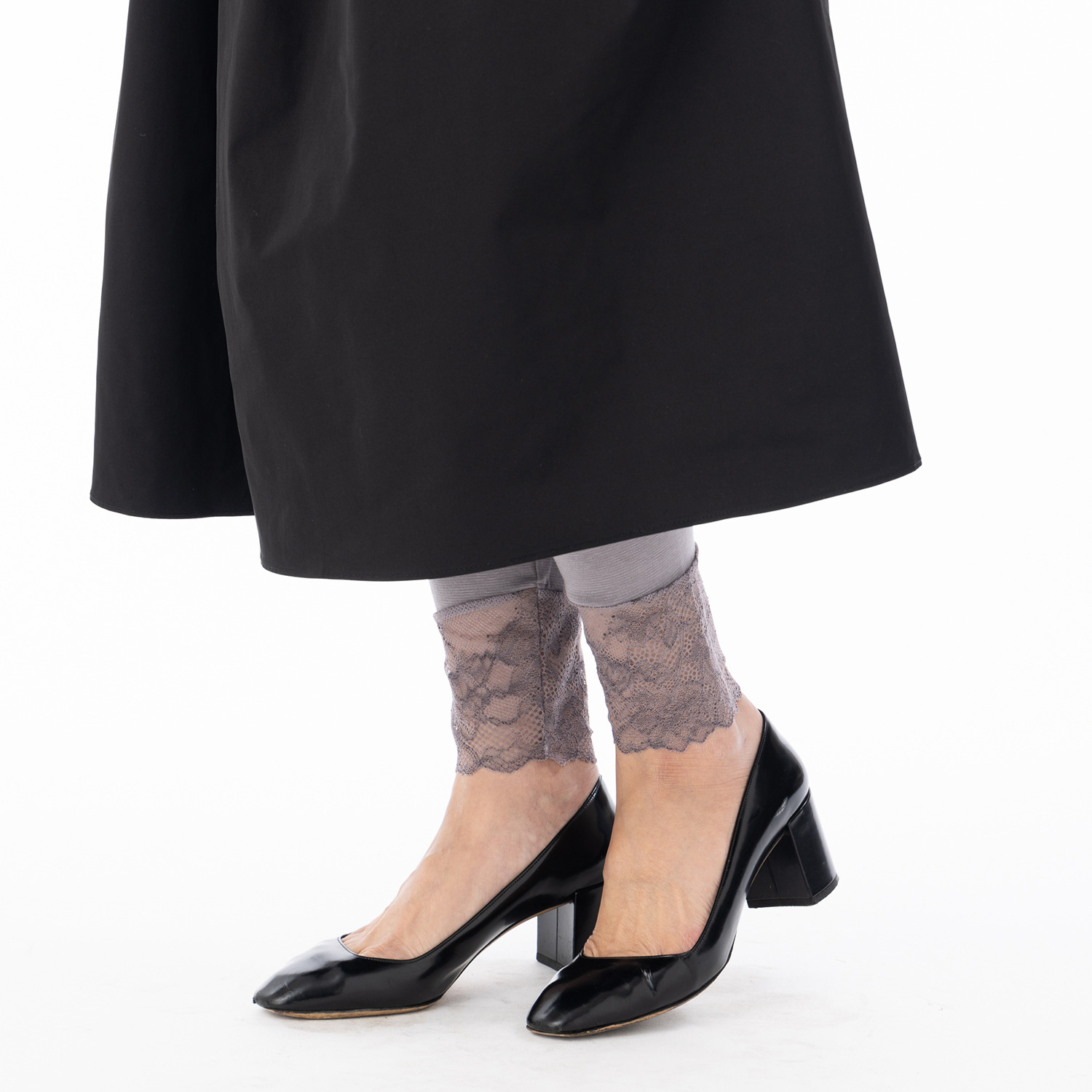 マリランテ 吸湿発熱・吸放湿 柔らかのびのび素材使用 タケダレースアクセント エレガントレギンス