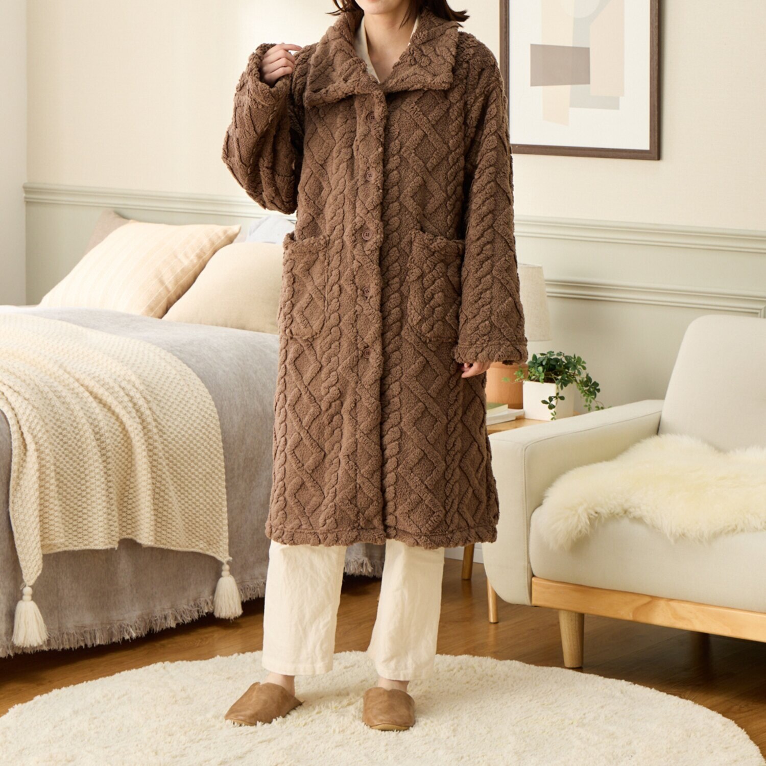 ｎｉｓｈｉｋａｗａ　西川 ケーブルニットデザイン あったか着る毛布 