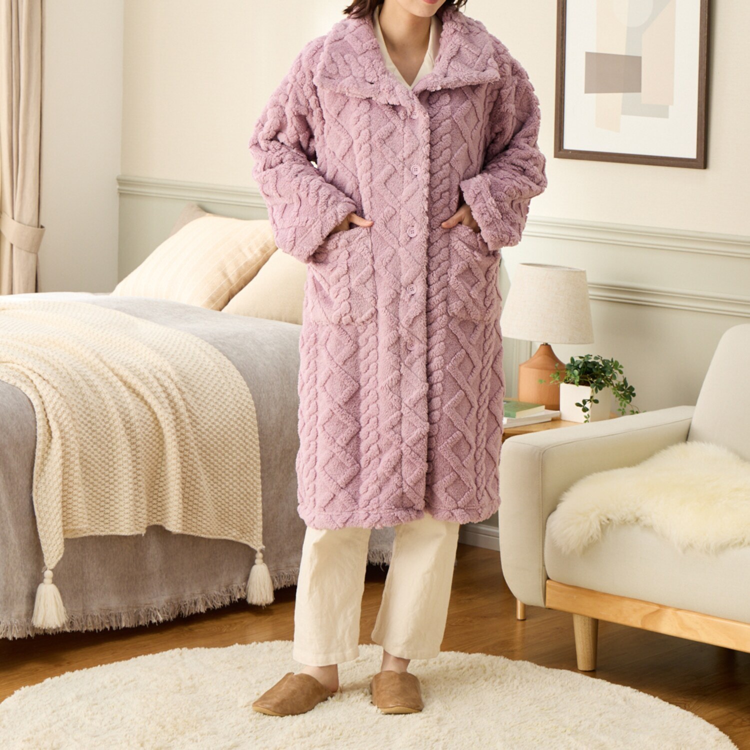 ｎｉｓｈｉｋａｗａ　西川 ケーブルニットデザイン あったか着る毛布 