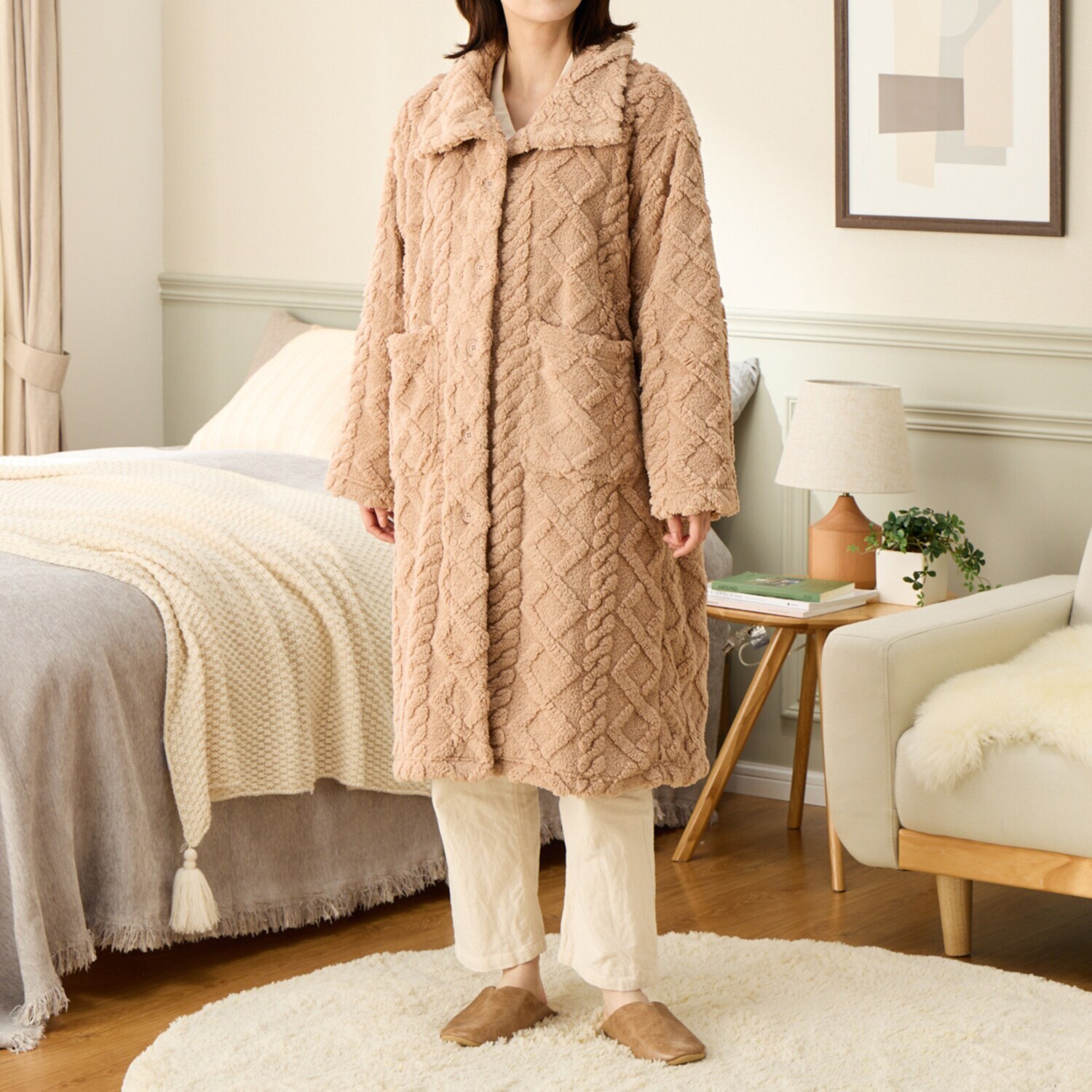 ｎｉｓｈｉｋａｗａ　西川 ケーブルニットデザイン あったか着る毛布 