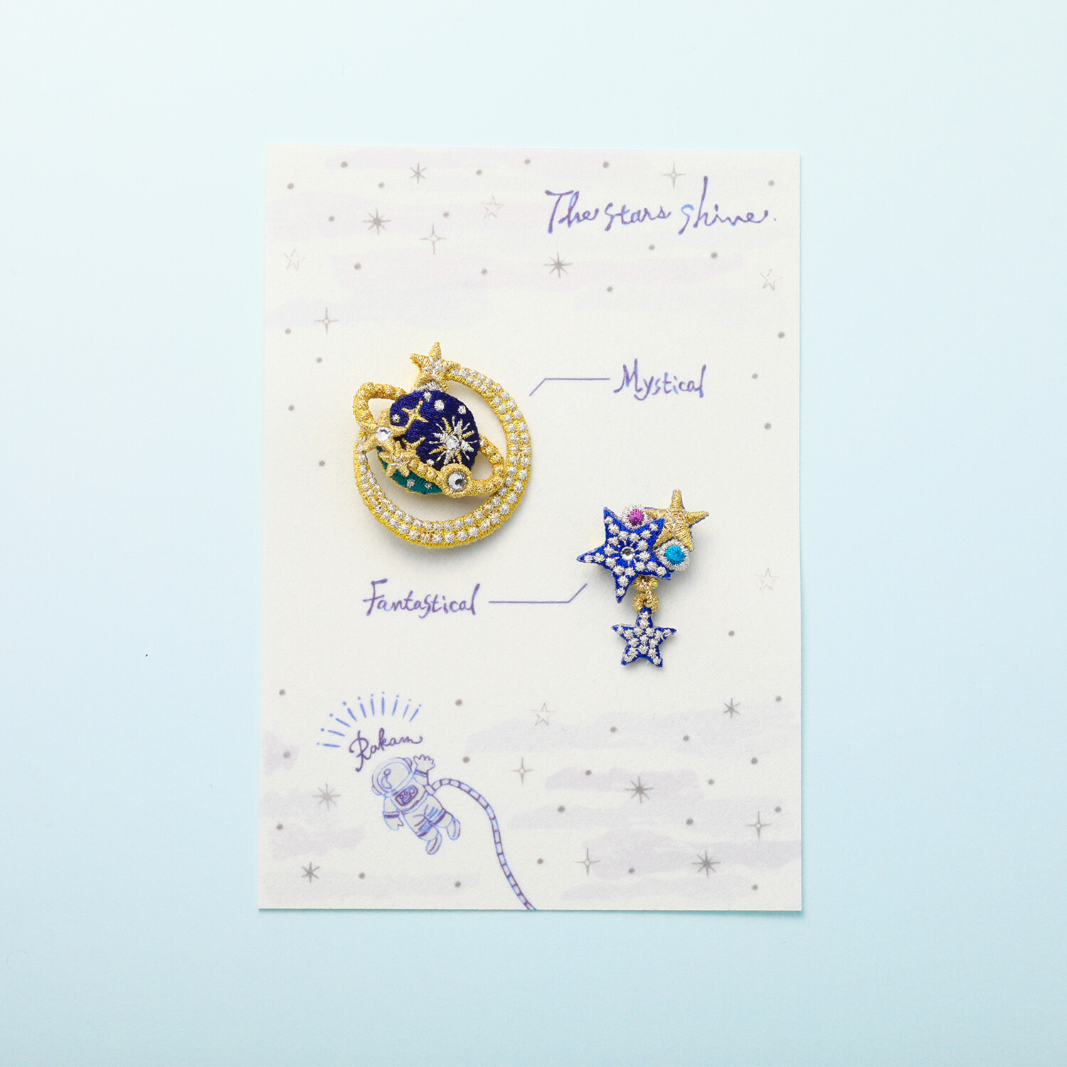 ラカム ドリームトリップシリーズ 手作業組み立て 立体刺しゅうブローチ ２点セット