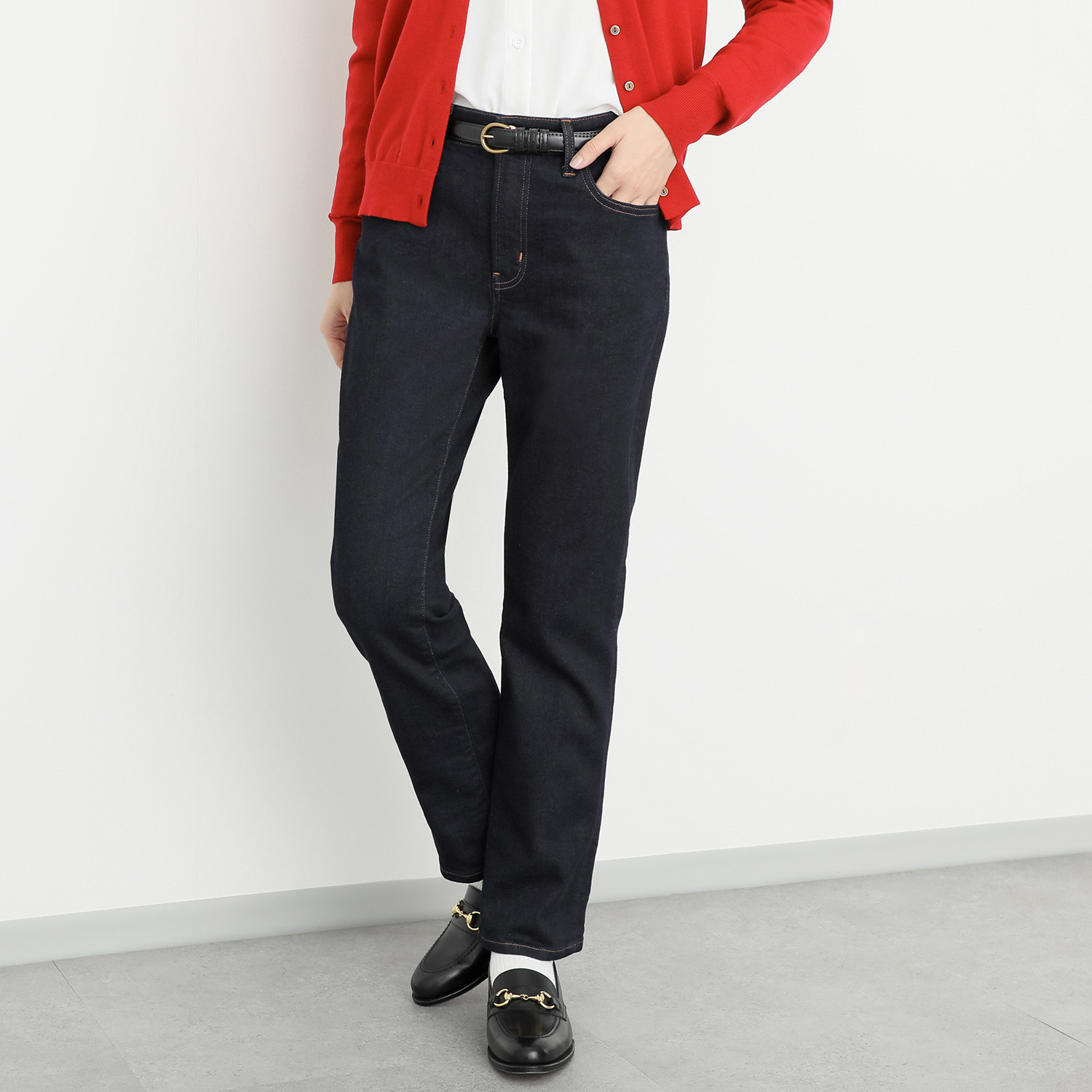 シュガーデプト 裏起毛 スーパーストレッチデニム ストレートパンツ