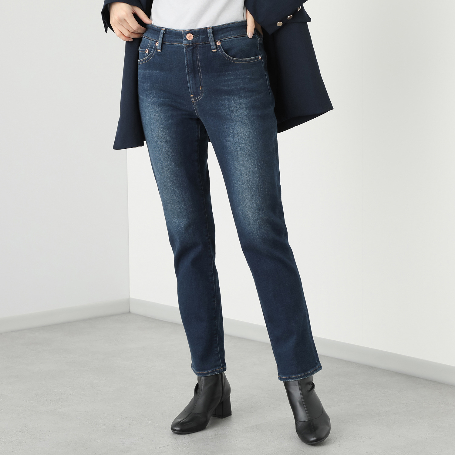 シュガーデプト 裏起毛 スーパーストレッチデニム ストレートパンツ