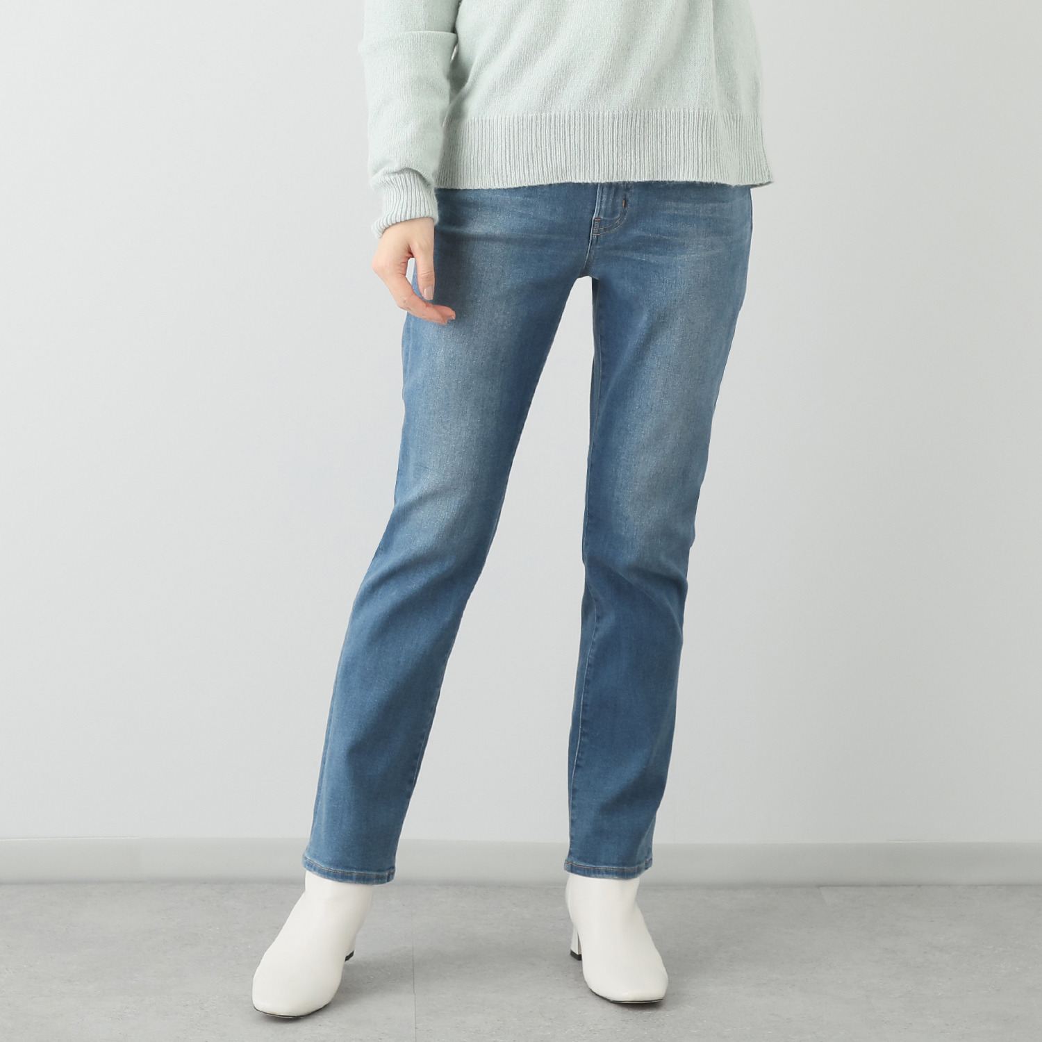 シュガーデプト 裏起毛 スーパーストレッチデニム ストレートパンツ