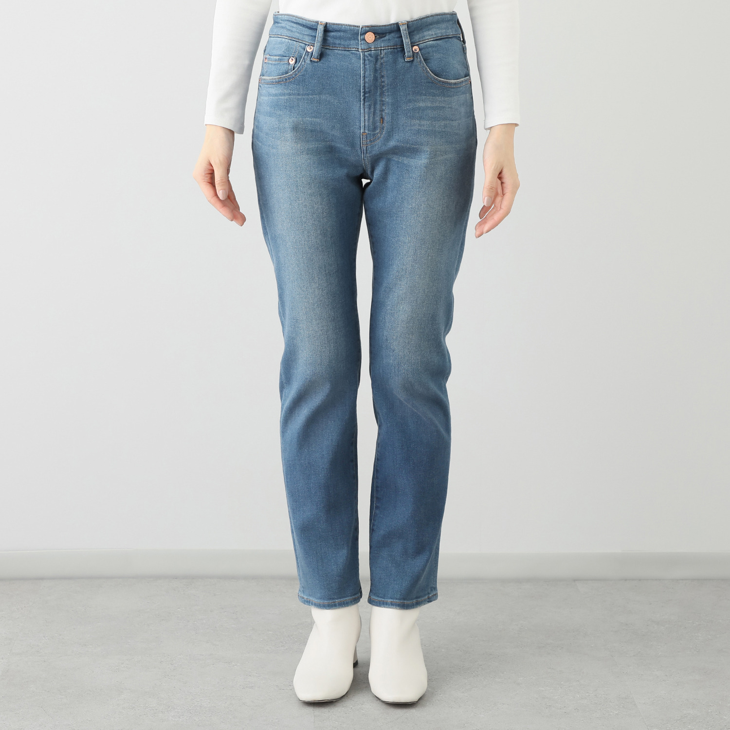 シュガーデプト 裏起毛 スーパーストレッチデニム ストレートパンツ