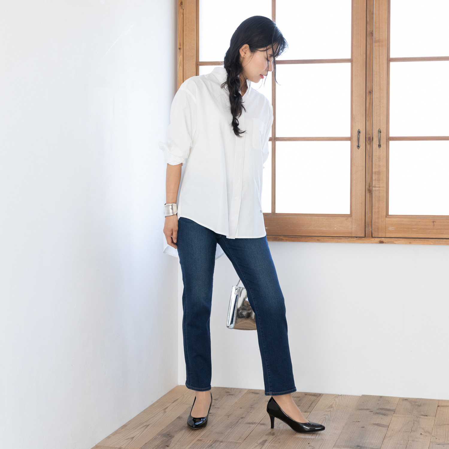 シュガーデプト 裏起毛 スーパーストレッチデニム ストレートパンツ