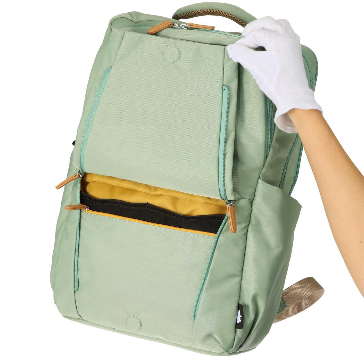 カバッグ はっ水ナイロン ガバッと開く前ポケット付 時短リュック“グランデ”