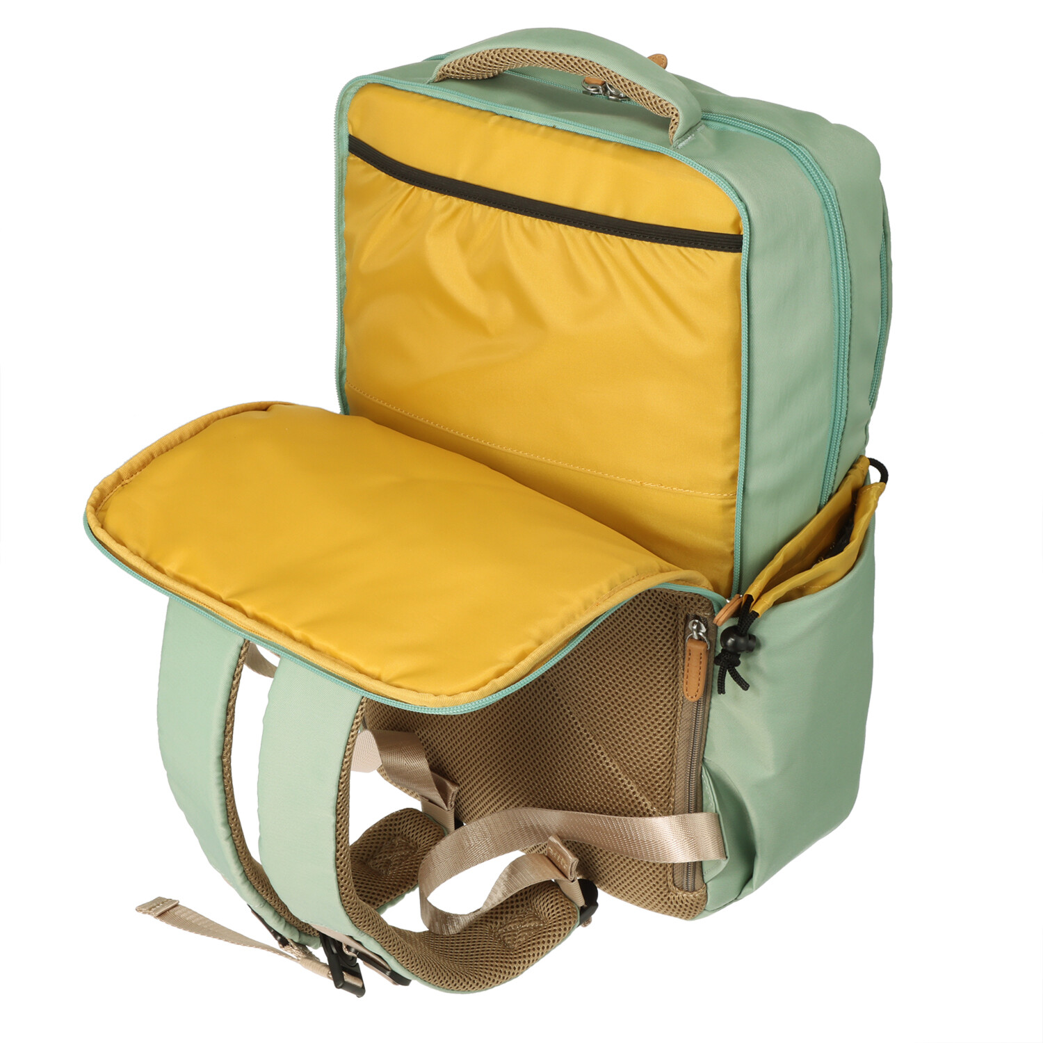 カバッグ はっ水ナイロン ガバッと開く前ポケット付 時短リュック“グランデ”