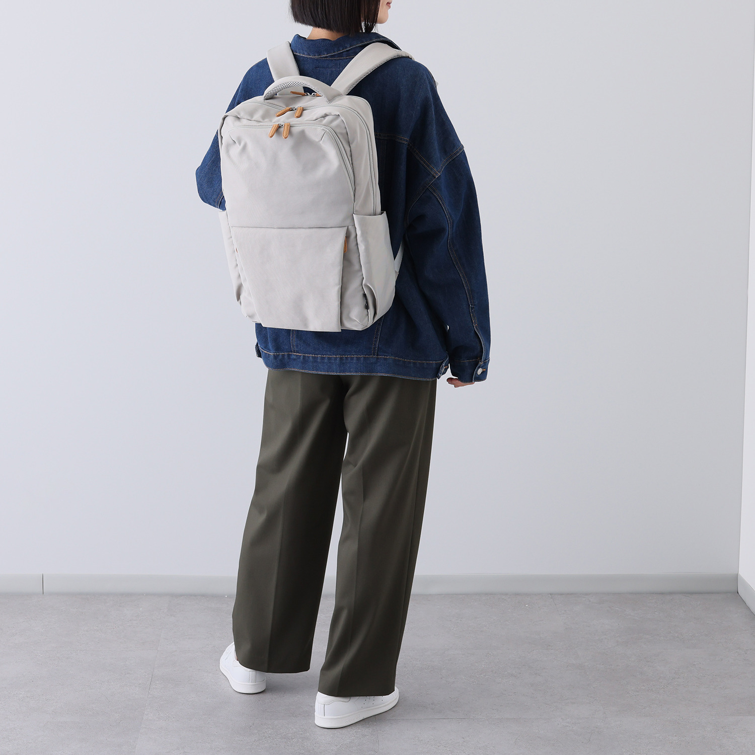 カバッグ はっ水ナイロン ガバッと開く前ポケット付 時短リュック“グランデ”